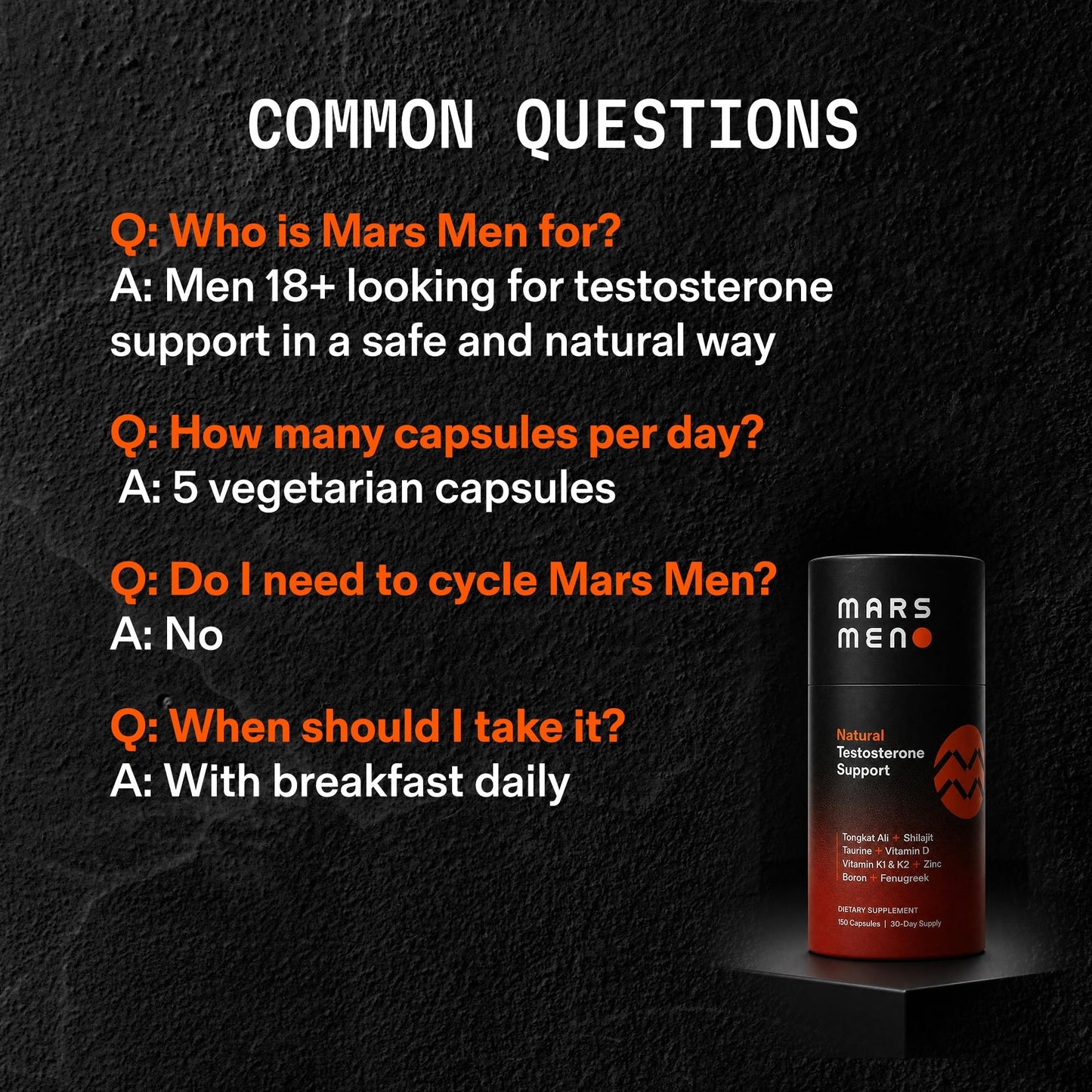 MARS MEN Testosterone Booster for Men 150 Capsules