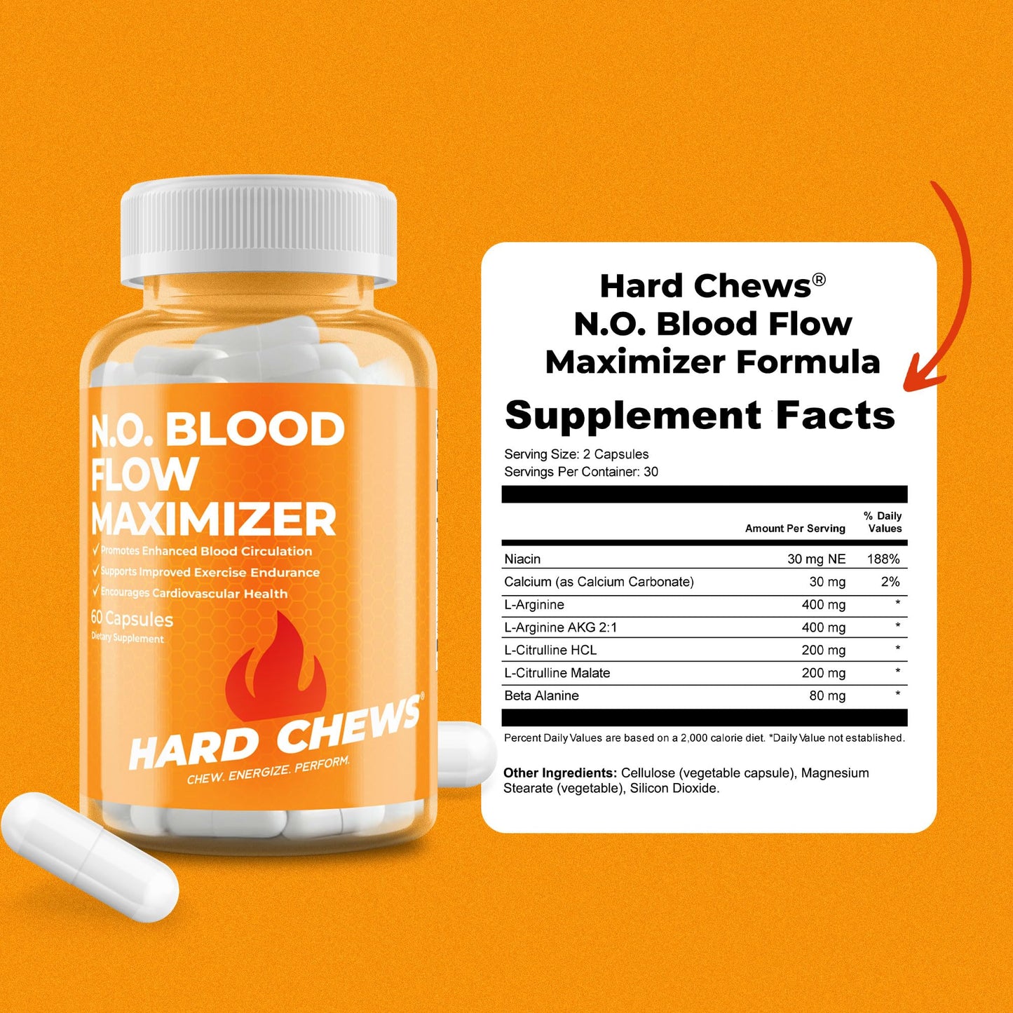 HARD CHEWS N.O. Blood Flow Maximizer 60 Capsules