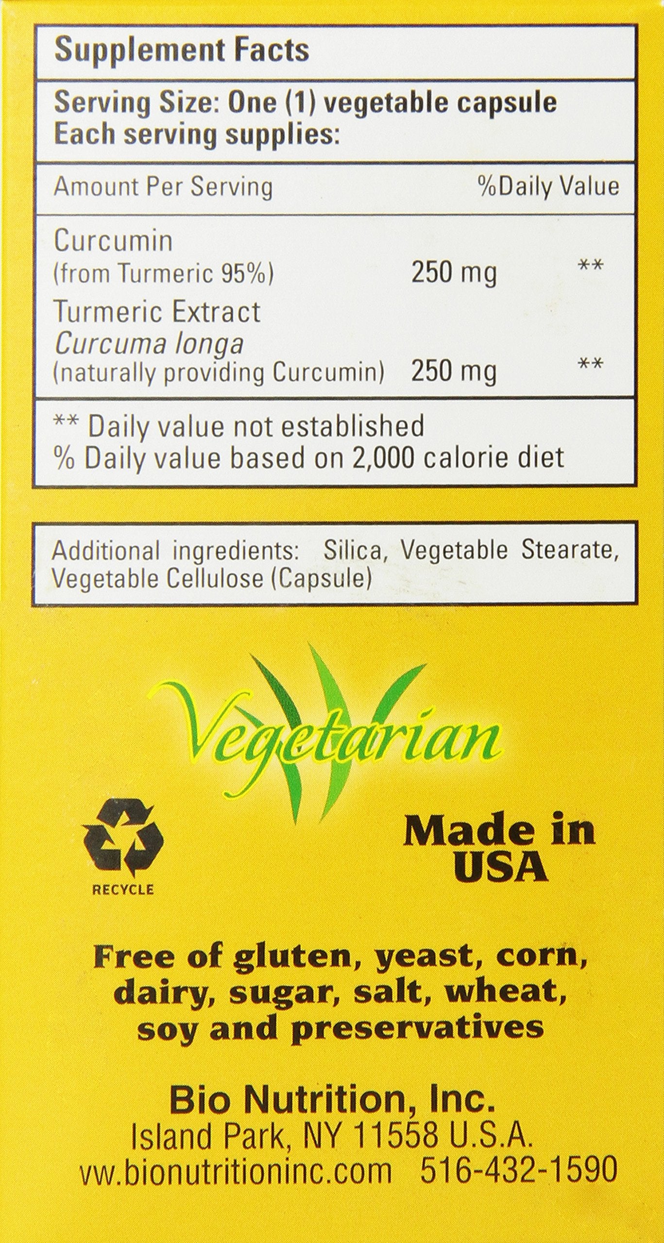 Bio Nutrition Curcummin 500 Vegi-Caps, 50 Capsules