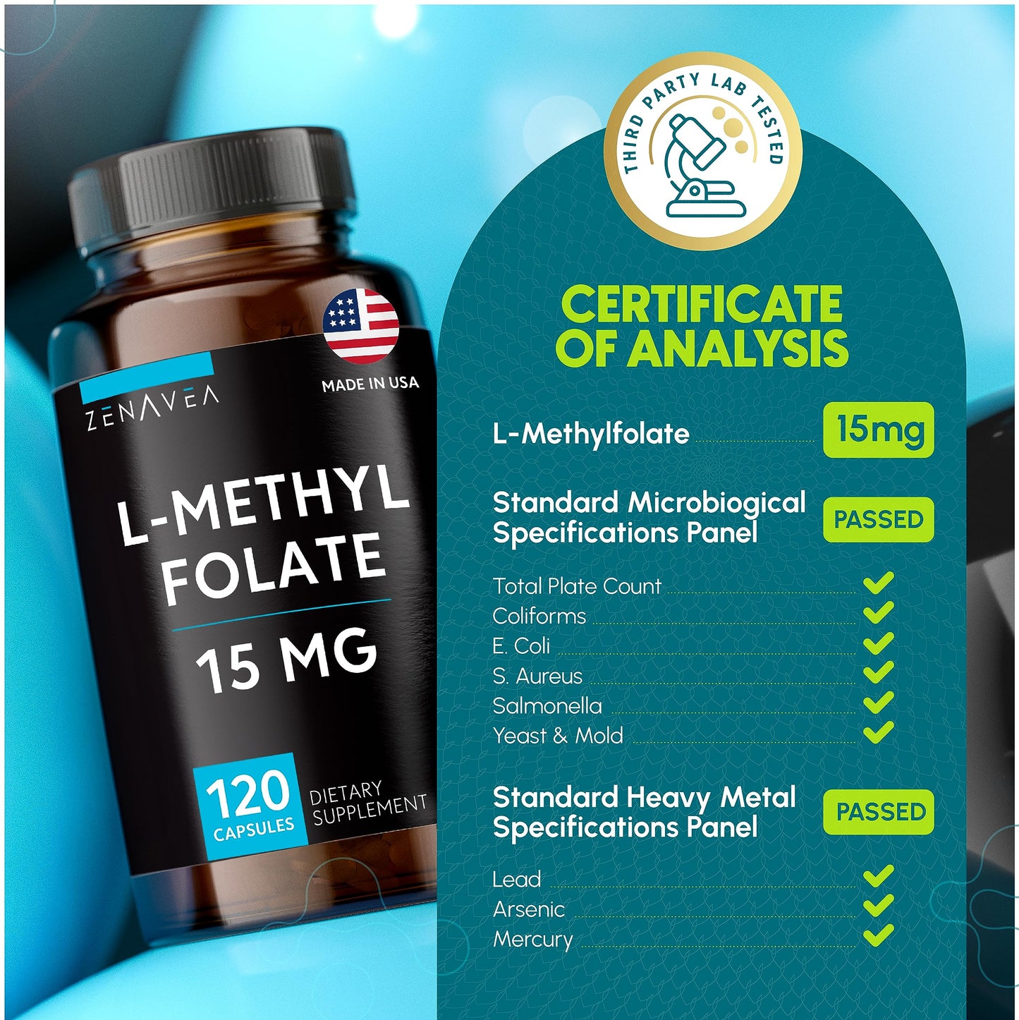 Zenavea L-Methylfolate 15mg Capsule 120 Count