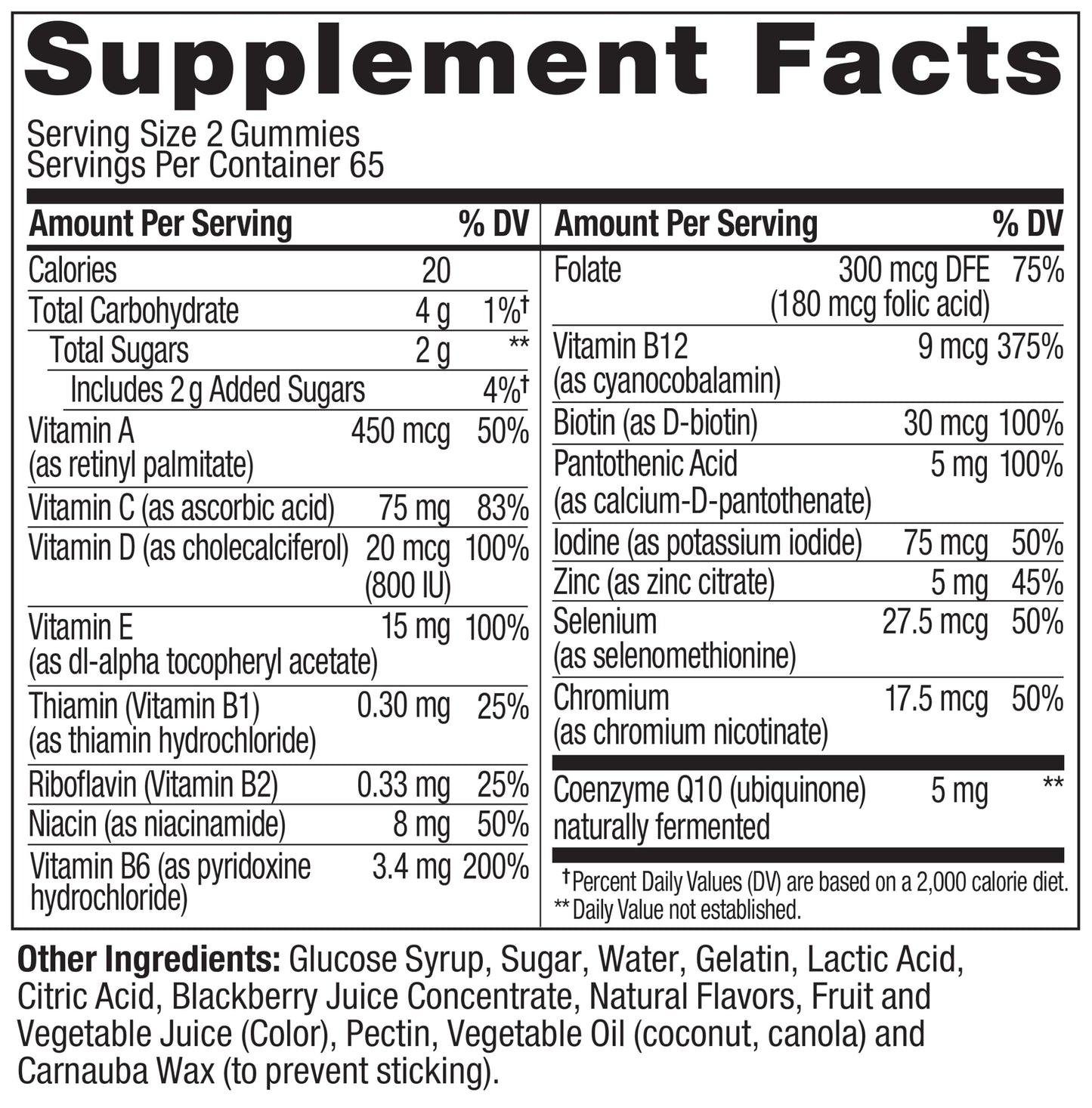 OLLY Men's Multi Gummies, Supports Overall Wellness,* Vitamins A, C, D, E, Bs & Zinc, BlackBerry Blitz Flavored, 65 Day Supply - 130 Count