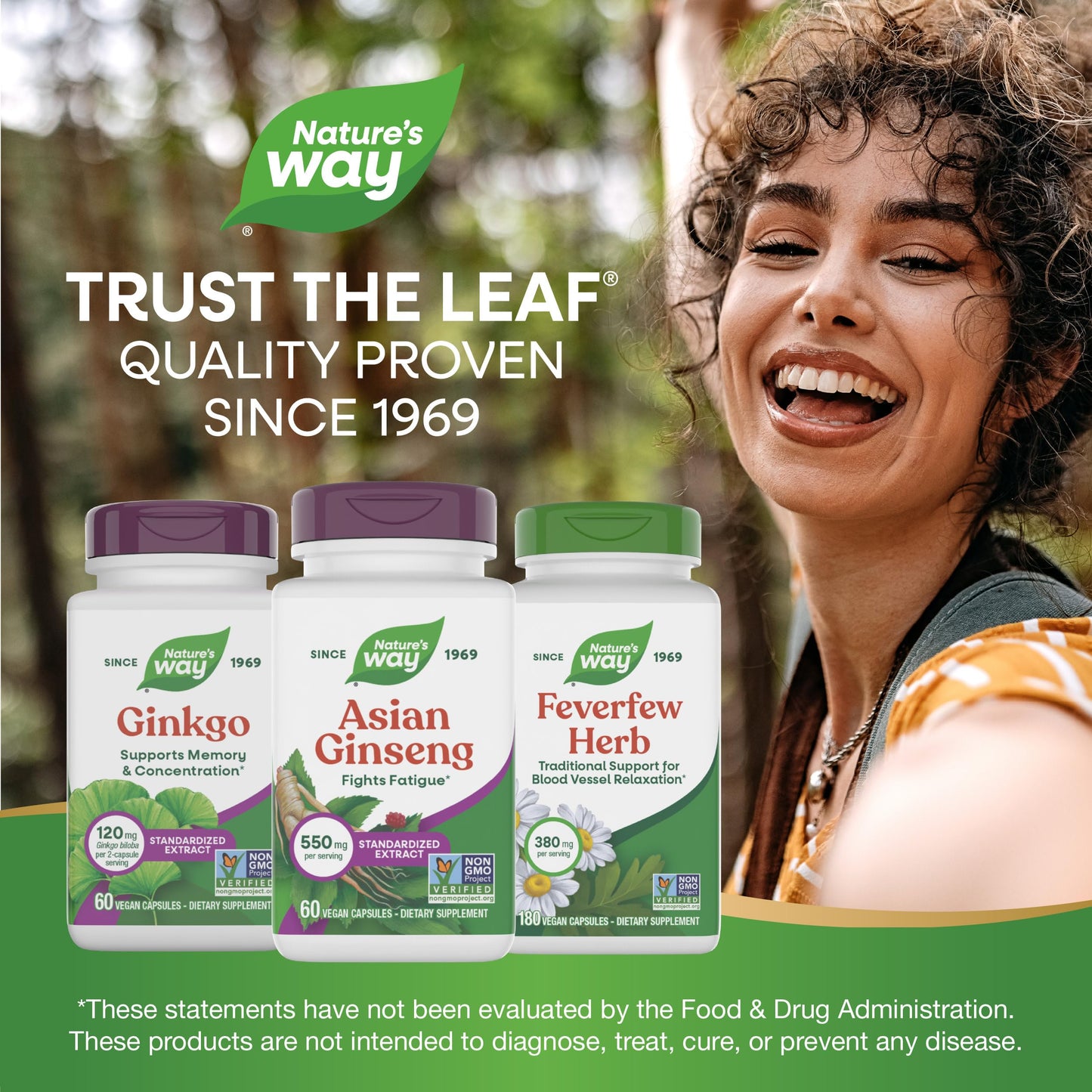 Nature's Way Asian Ginseng Standardized Extract, Fights Fatigue*, Adaptogenic Herb*, 550 mg per Serving, Non-GMO Project Verified, 60 Vegan Capsules