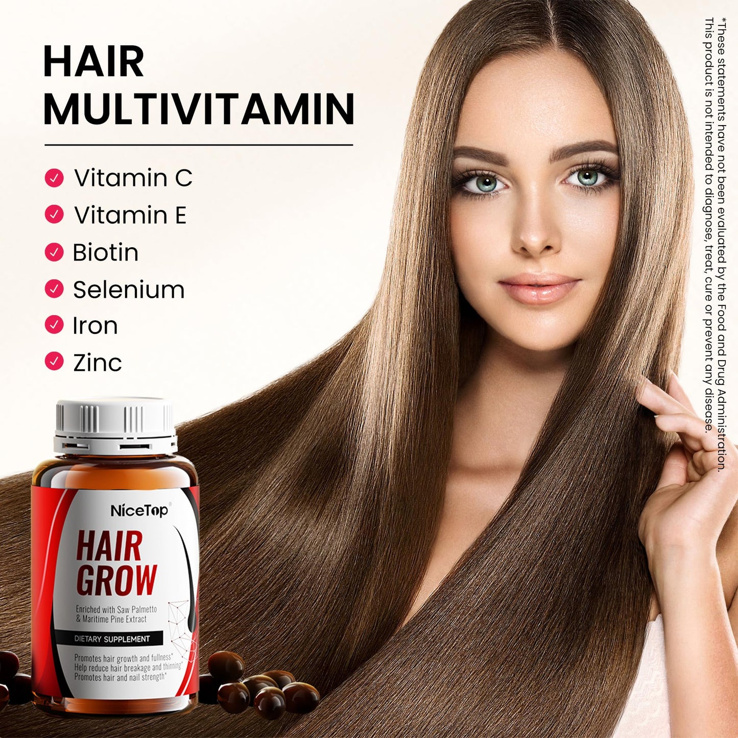 NiceTop Hair Growth Supplement Softgel 60 Count