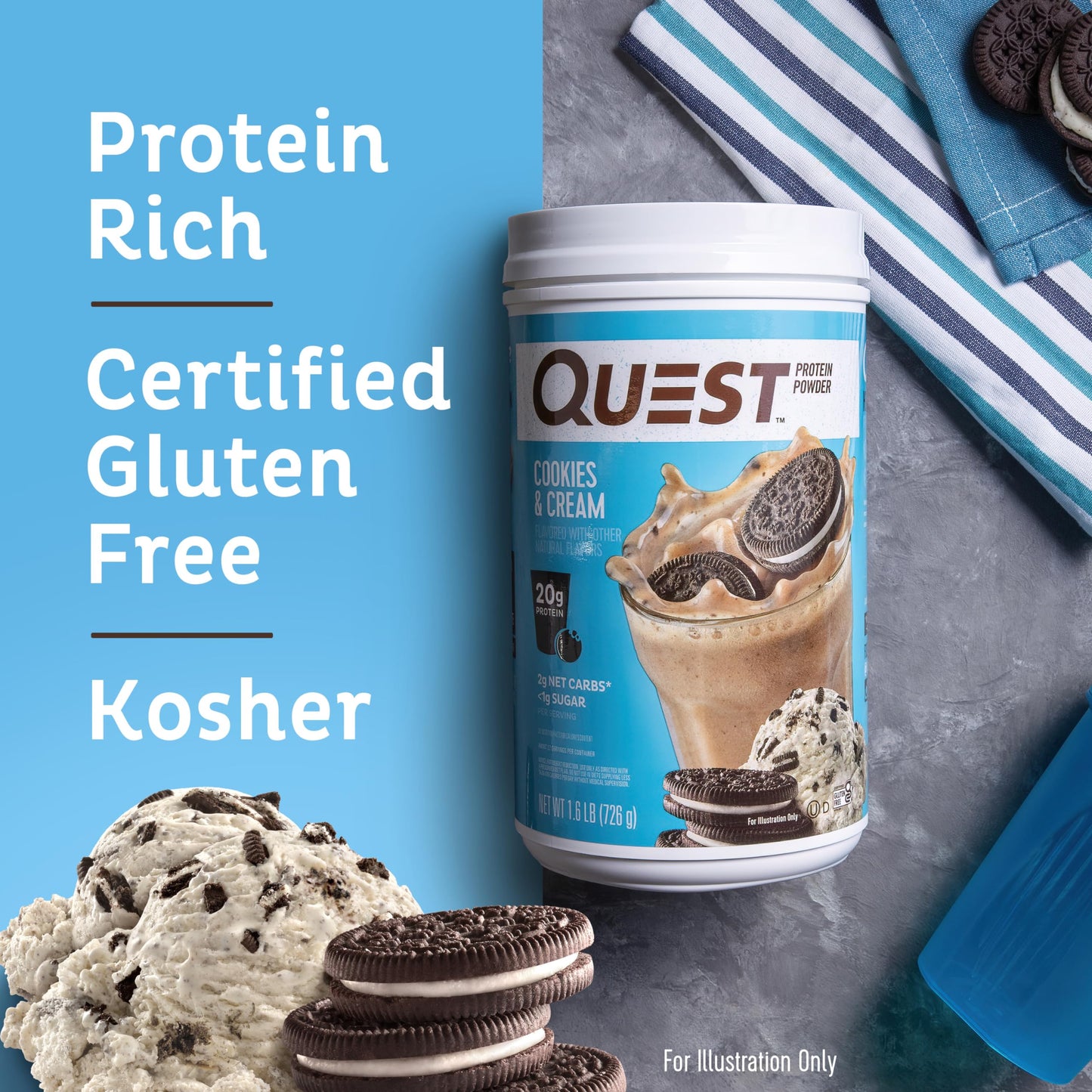 Quest Nutrition Cinnamon Crunch & Cookies Cream Protein Powder, 51.2 oz