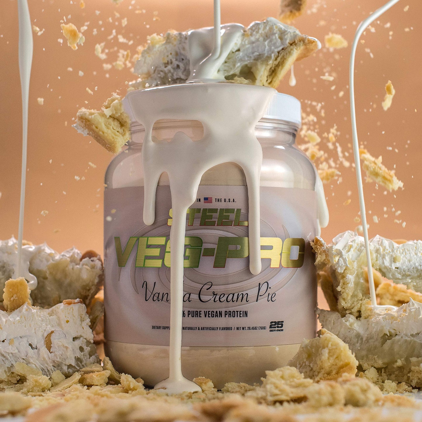 Steel Supplements Veg-PRO Vegan Protein Powder Vanilla Cream Pie 26.4 oz