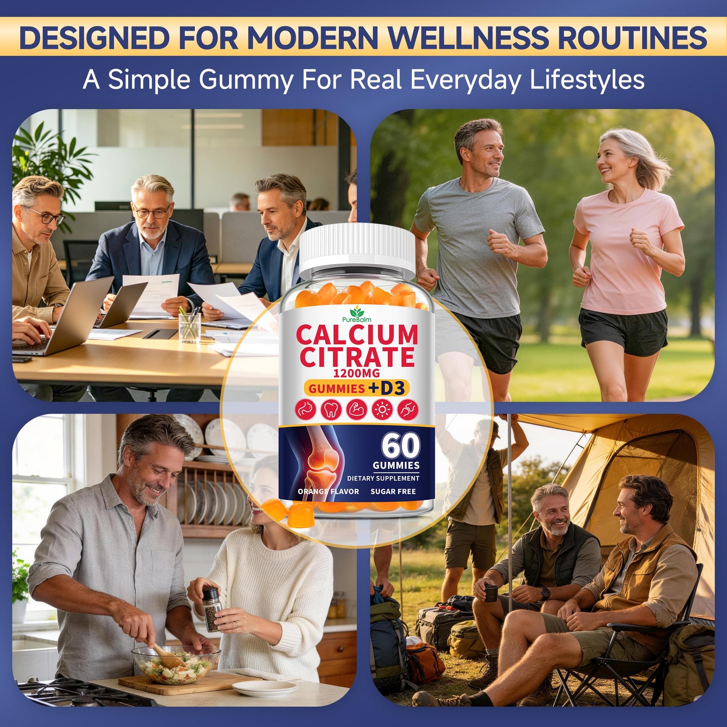 PureBalm Calcium Citrate 1200mg with Vitamin D3 Gummies, 120 Gummies