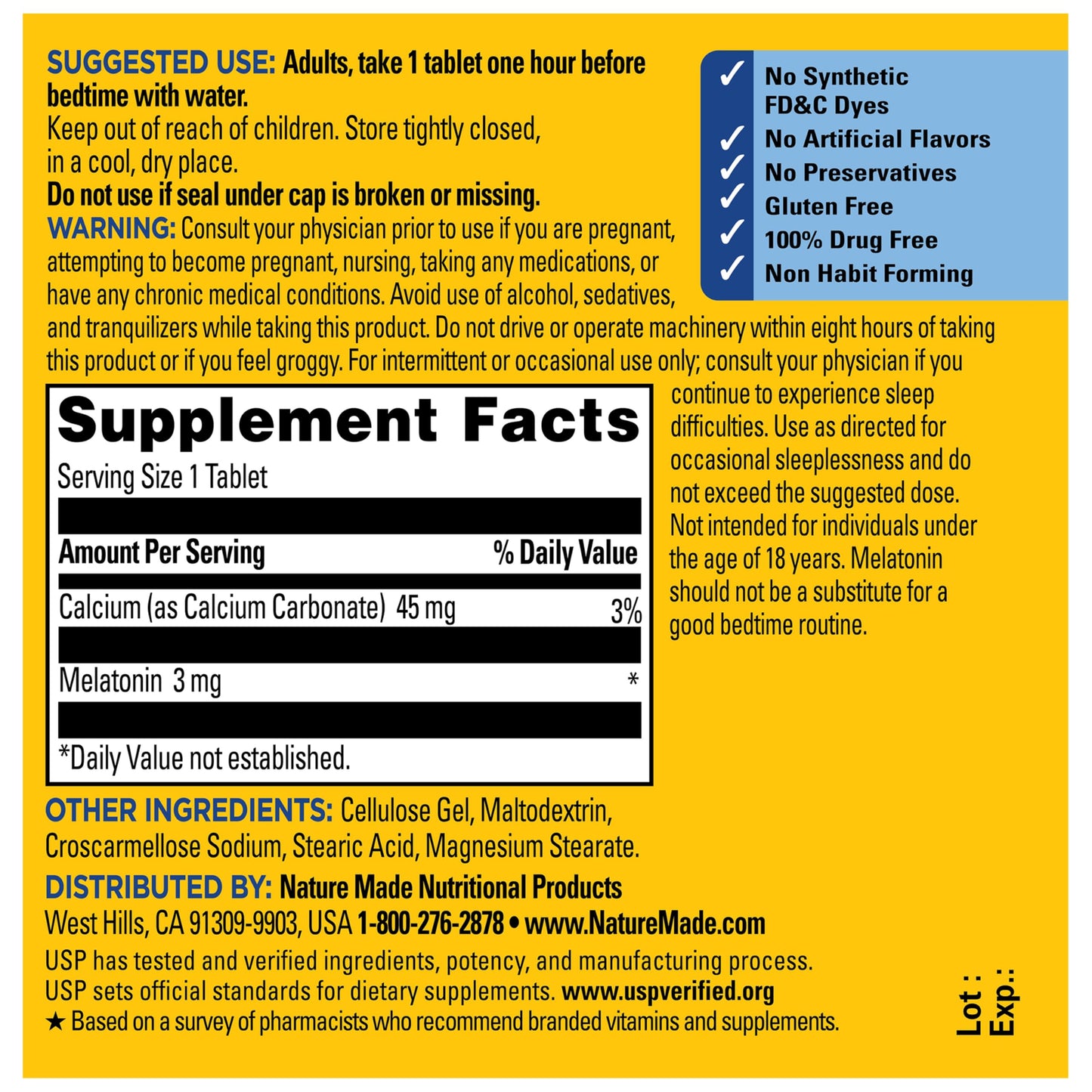 Nature Made Melatonin 3mg Sleep Aids for Adults, 240 Tablets