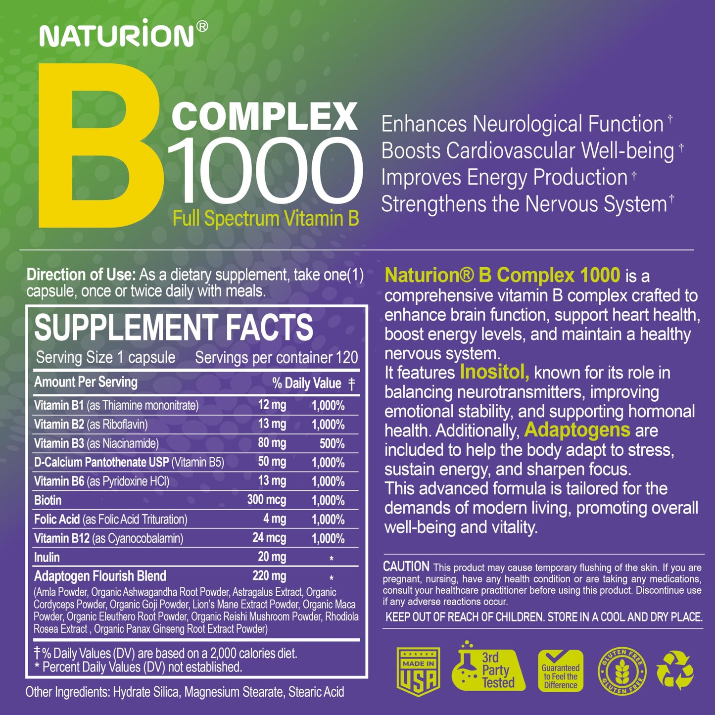 NATURION B Complex 1000 Capsules 120 Count