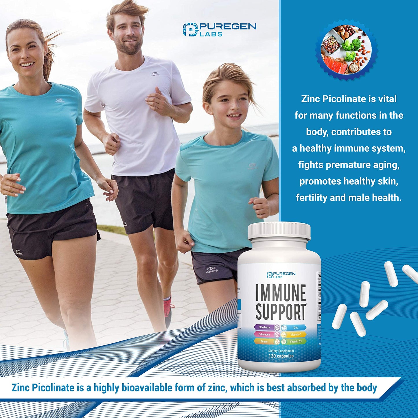 P Puregen Labs 6 in 1 Immune Support Capsules, 120 Count