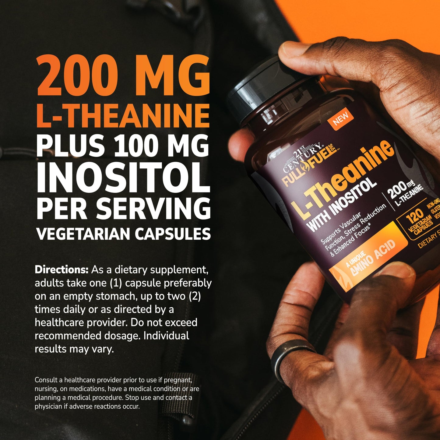 21st Century L-Theanine 200mg with Inositol, 120 Capsules