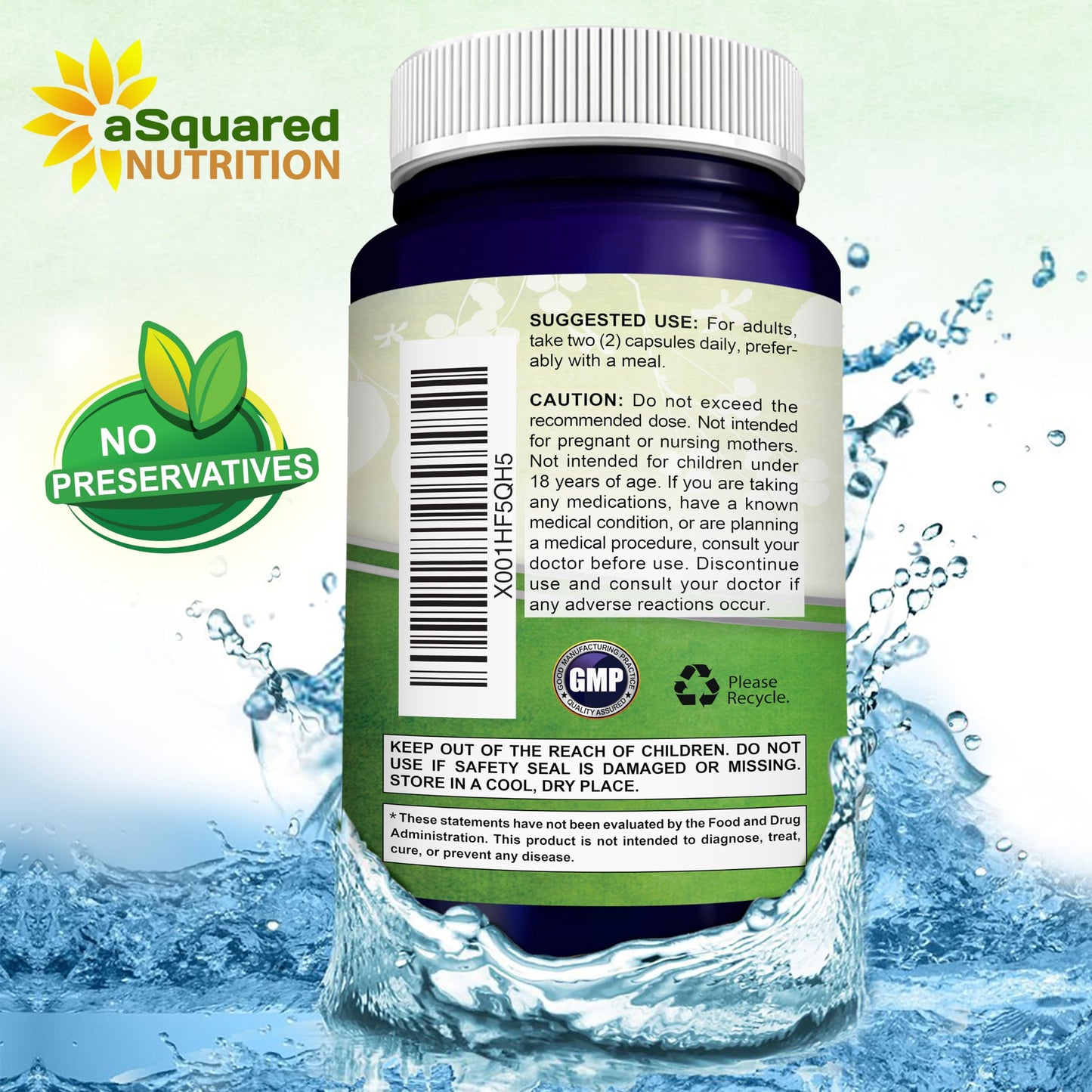 aSquared Nutrition Reduced Glutathione 500mg Per Serving Supplement 200 Capsules