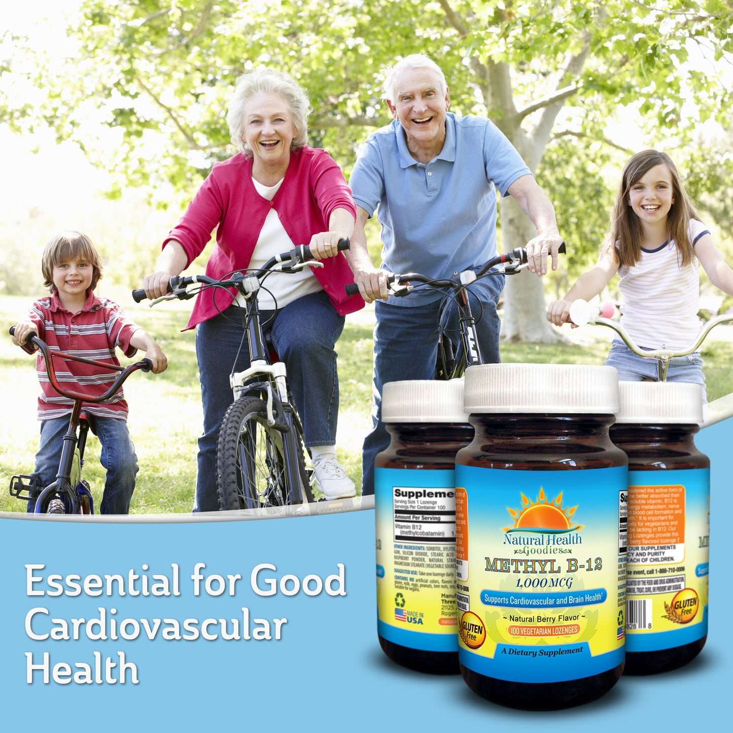 Natural Health Goodies Vitamin B12 Methylcobalamin 1000 mcg Vegan Tablet, 100 Count