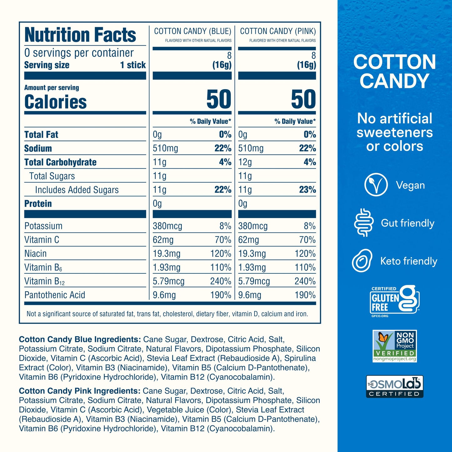 Liquid I.V. Hydration Electrolytes Powder, Cotton Candy, 16 Count