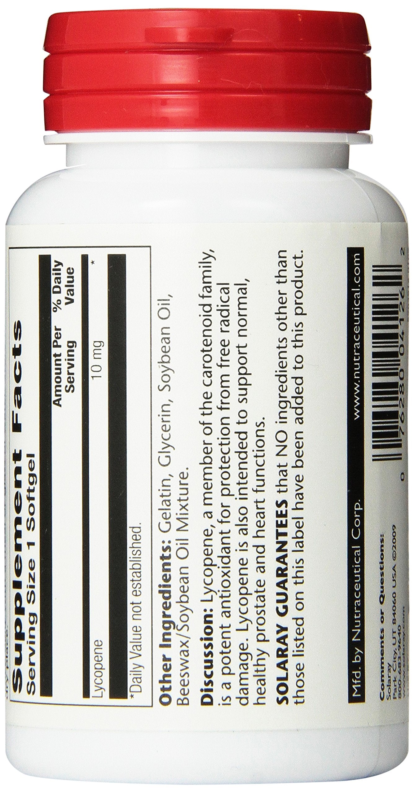 Solaray Lycopene 10 mg Softgels, 60 Count