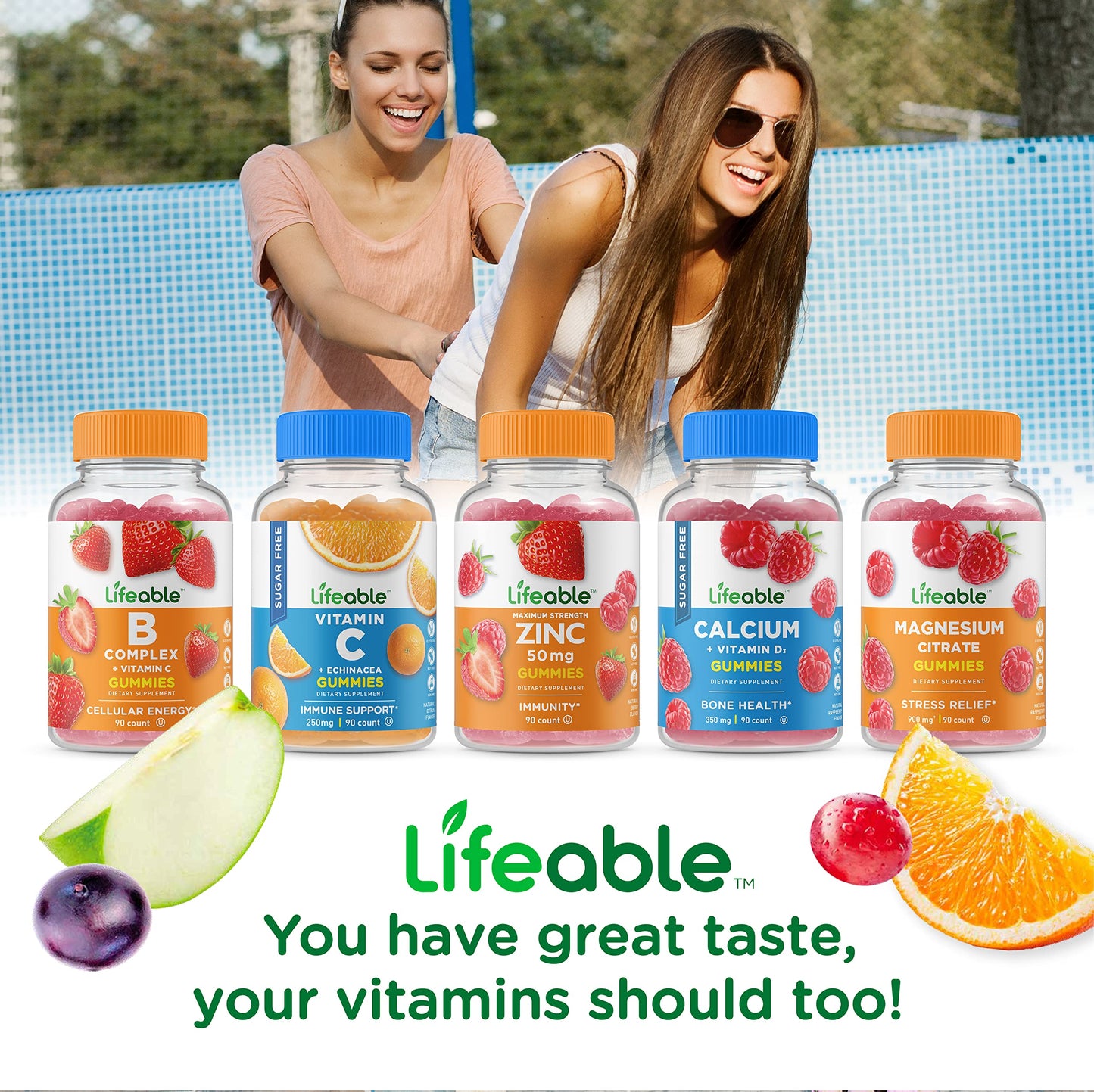 Lifeable Sugar Free Vitamin D 5000 IU + Vitamin C Gummies, 180 Gummies