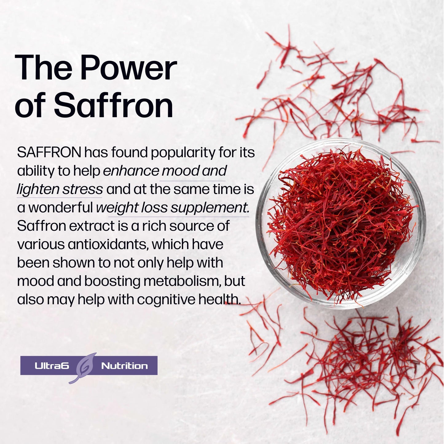 Ultra6 Nutrition Pure Saffron Extract Appetite Suppressant Capsule 90 Count
