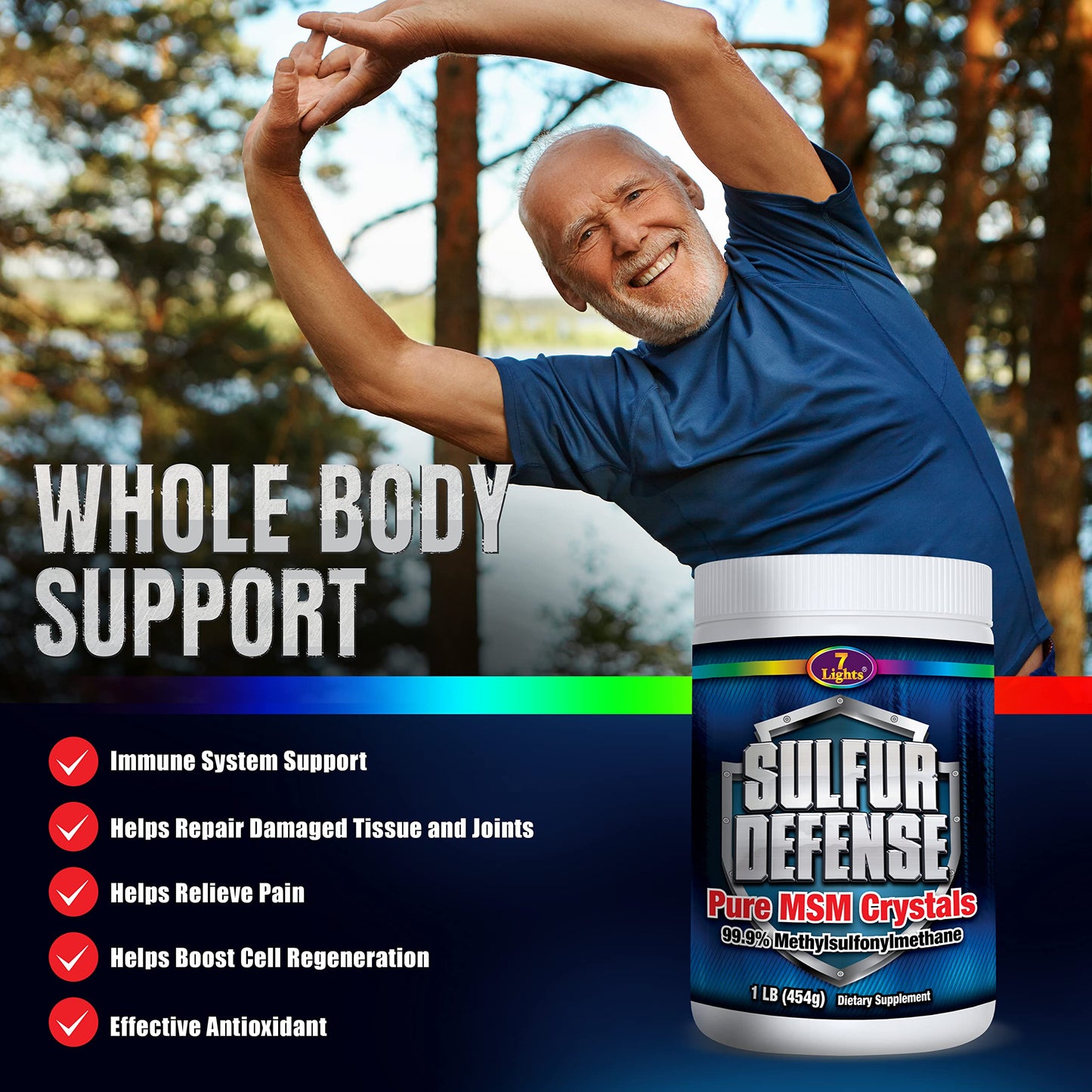 7 Lights Sulfur Defense Opti-MSM 99.9% Pure MSM Powder 48