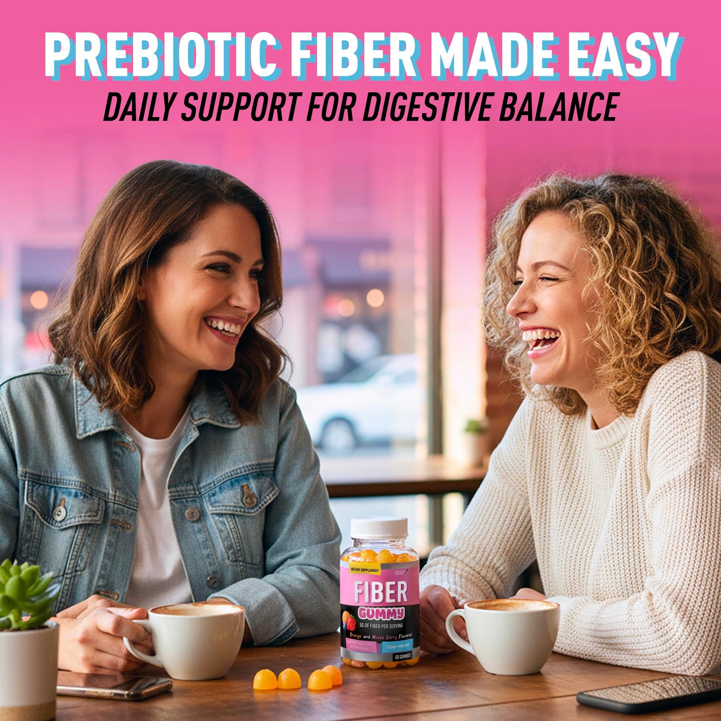 Helix Heal High Fiber Gummies for Adults – 5g Prebiotic Fiber Supplement with Chicory Root Inulin for Digestive Health, Constipation Relief & Regularity Support – Orange & Berry Flavor, 60 Gummies