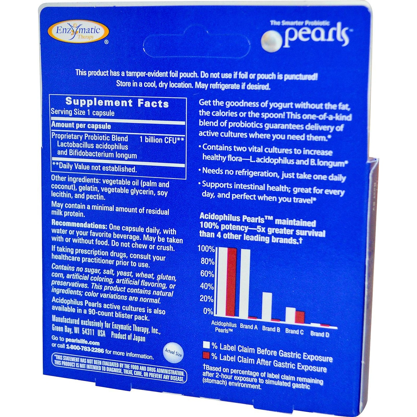 Enzymatic Therapy Acidophilus Pearls 30 Capsules
