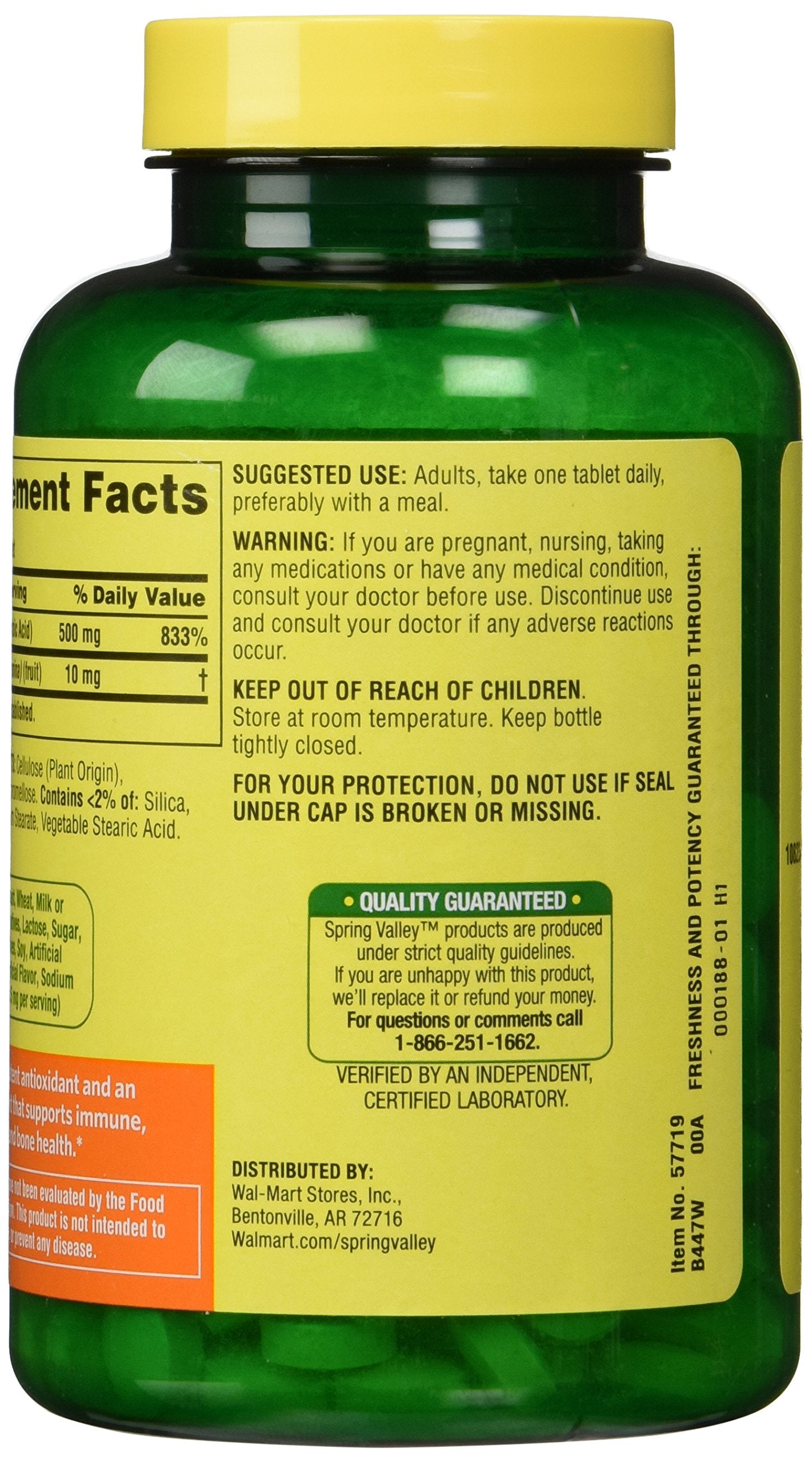 Spring Valley Vitamin C with Rose Hips 500 mg, 250 Tablets