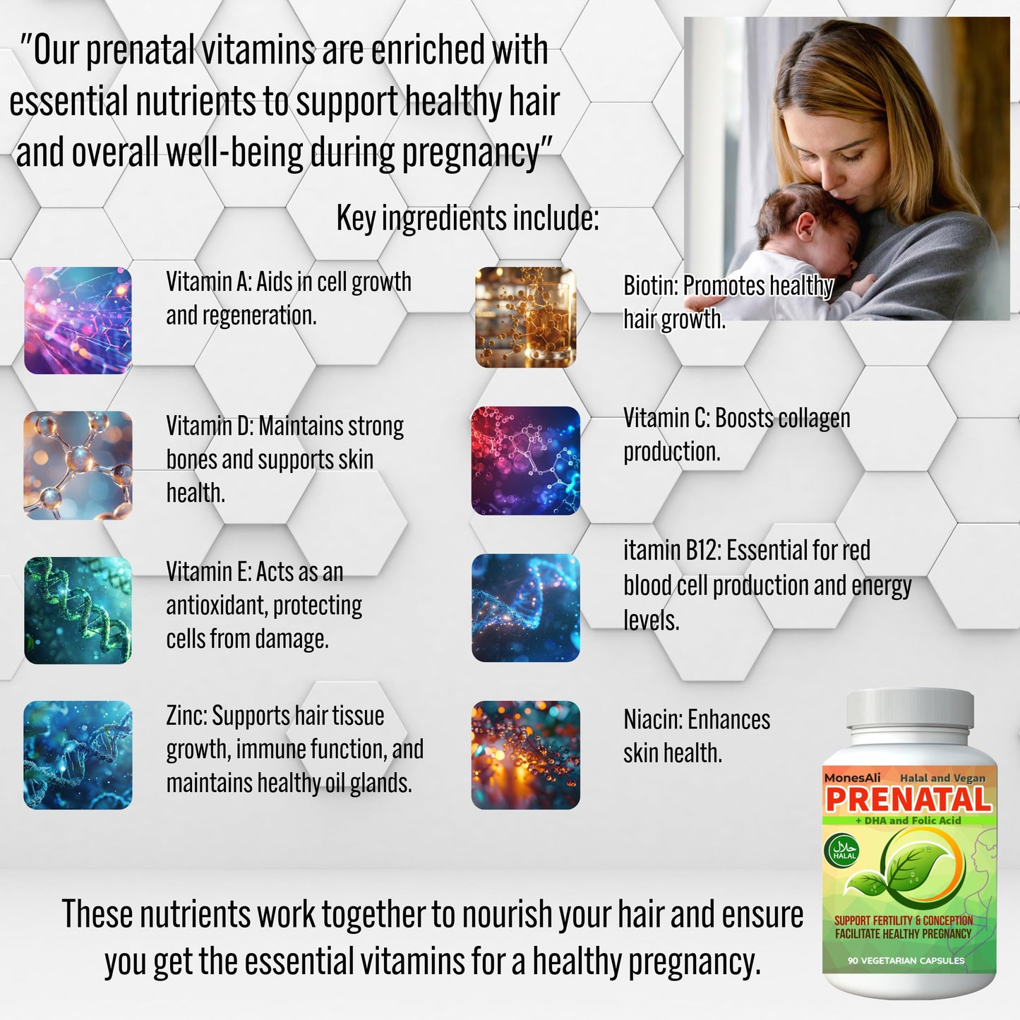 MonesAli Prenatal Vitamins for Women Capsules, 90 Count