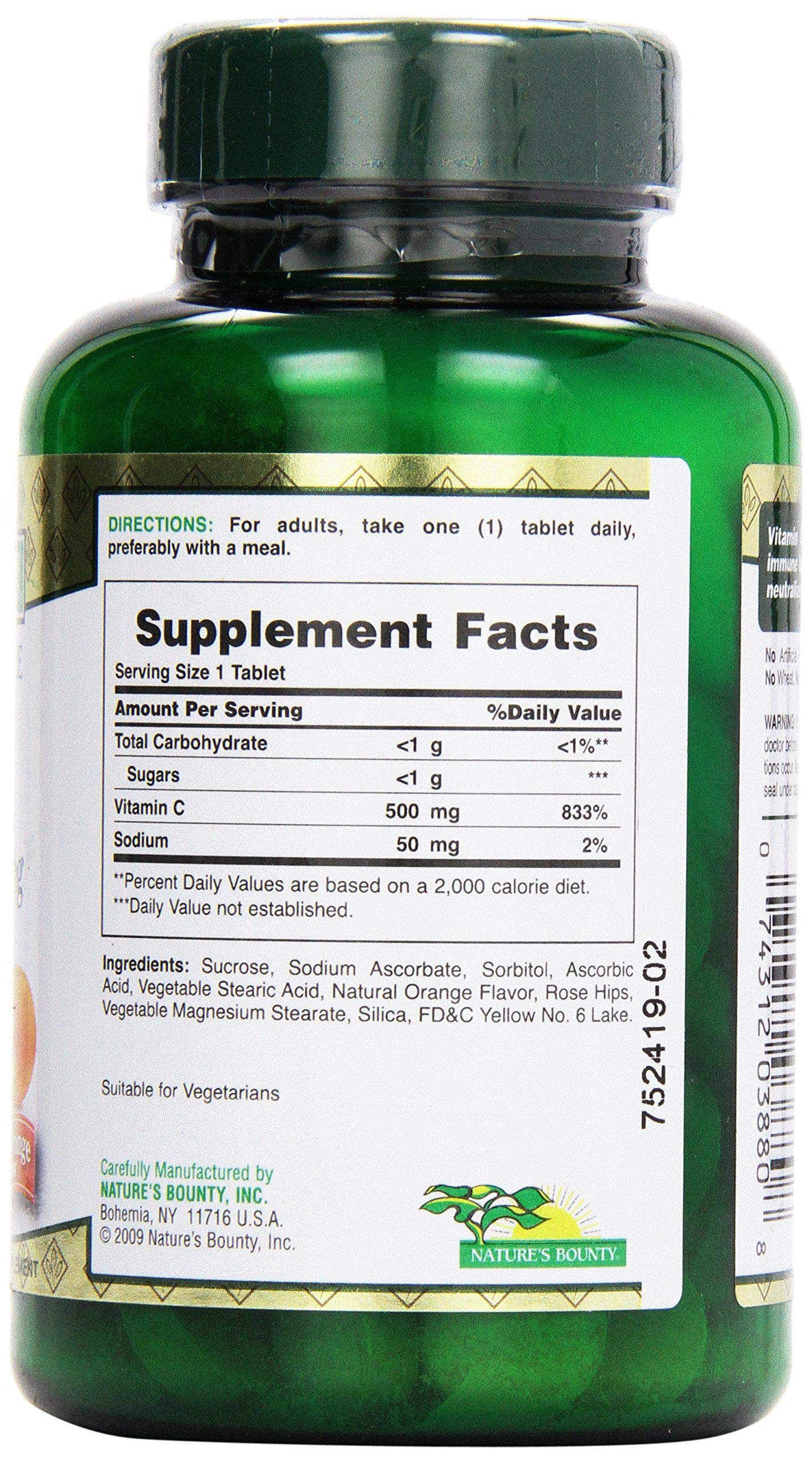 Nature's Bounty C-500 mg Delicious Chewable Tablets with Rose Hips, 90 Count