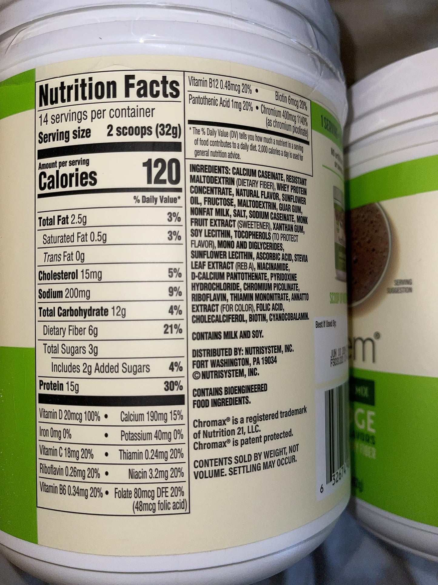 Nutrisystem Nutricrush Probiotic Shake Mix Powder Chocolate Fudge & Sweet Vanilla, 32.6 oz total (Pack of 2)