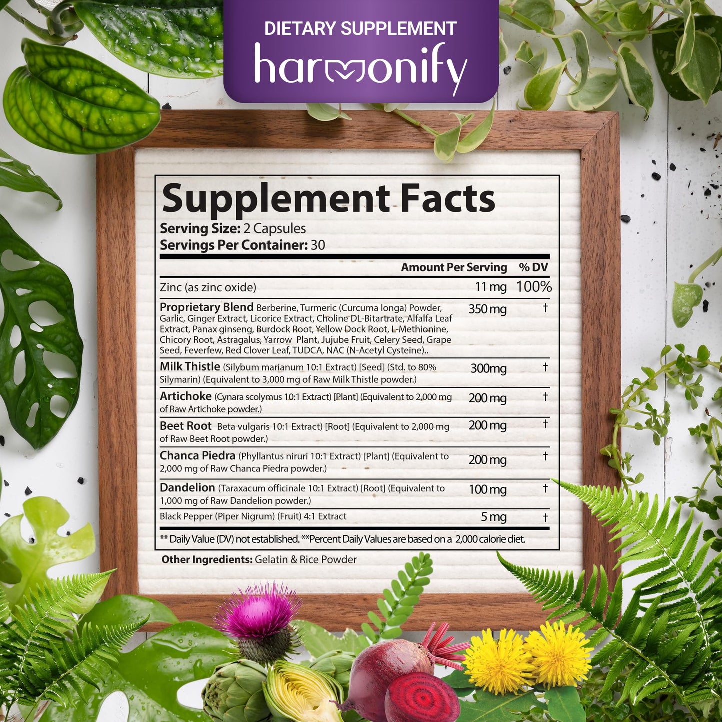 HARMONIFY Milk Thistle Berberine Turmeric Detox & Cleanse & Repair Supplement Capsule 60 Count