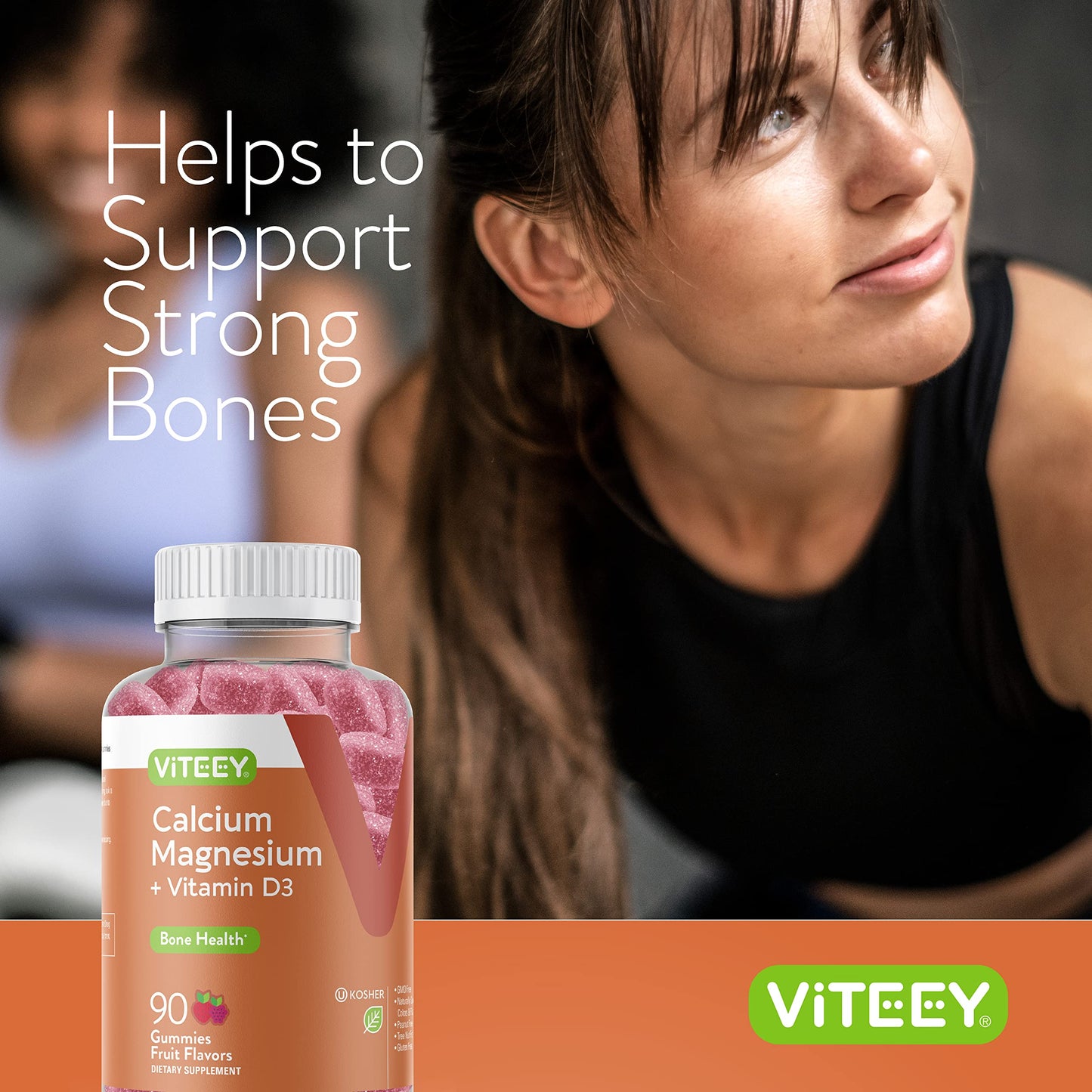 Viteey Calcium Gummies with Vitamin D3 and Magnesium for Bone Health, Gummies, 90 Count