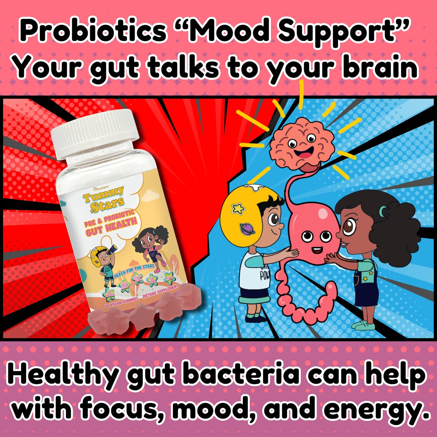 Vitastars Tummy Stars Kids Multivitamin Gummies 60 Count