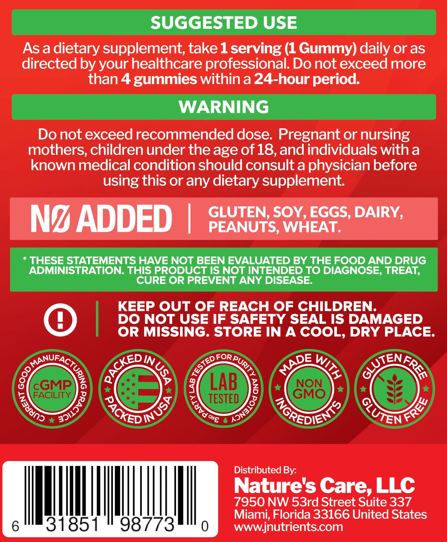 Just Nutrients Vitamin D3 5000/10000 IU Gummies 120