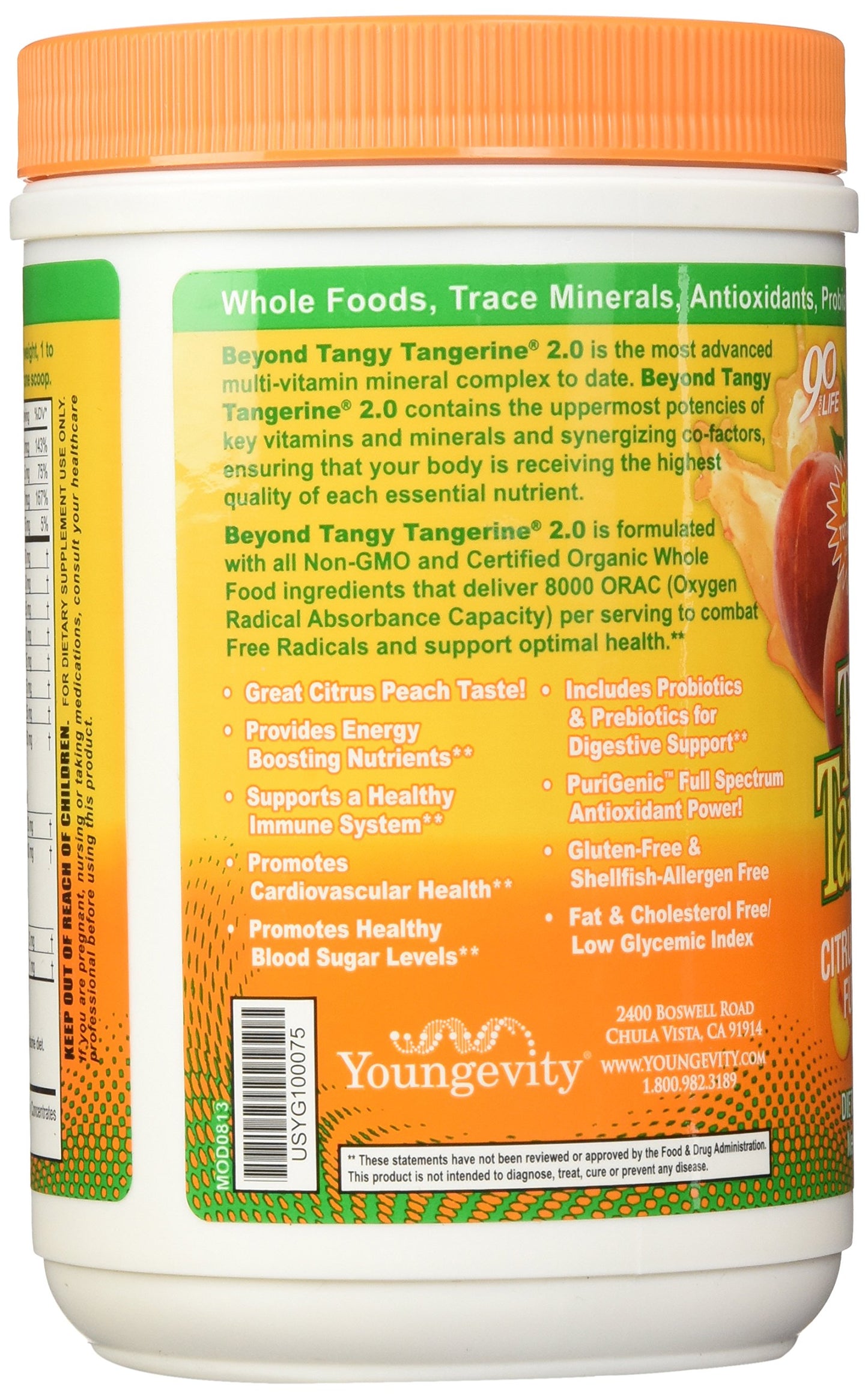 Youngevity Beyond Tangy Tangerine 2.0 Citrus Peach Fusion Powder 16 Ounce