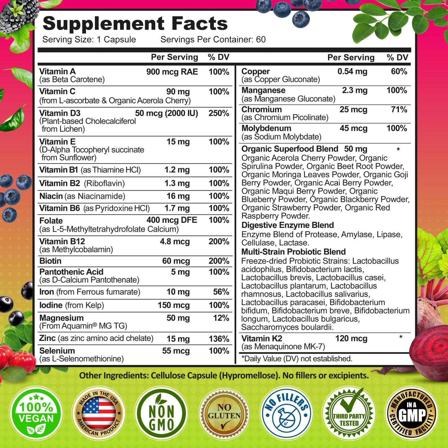 SUPPLEMENTS STUDIO Women's Daily Multivitamin with Iron Capsule, 60 Count