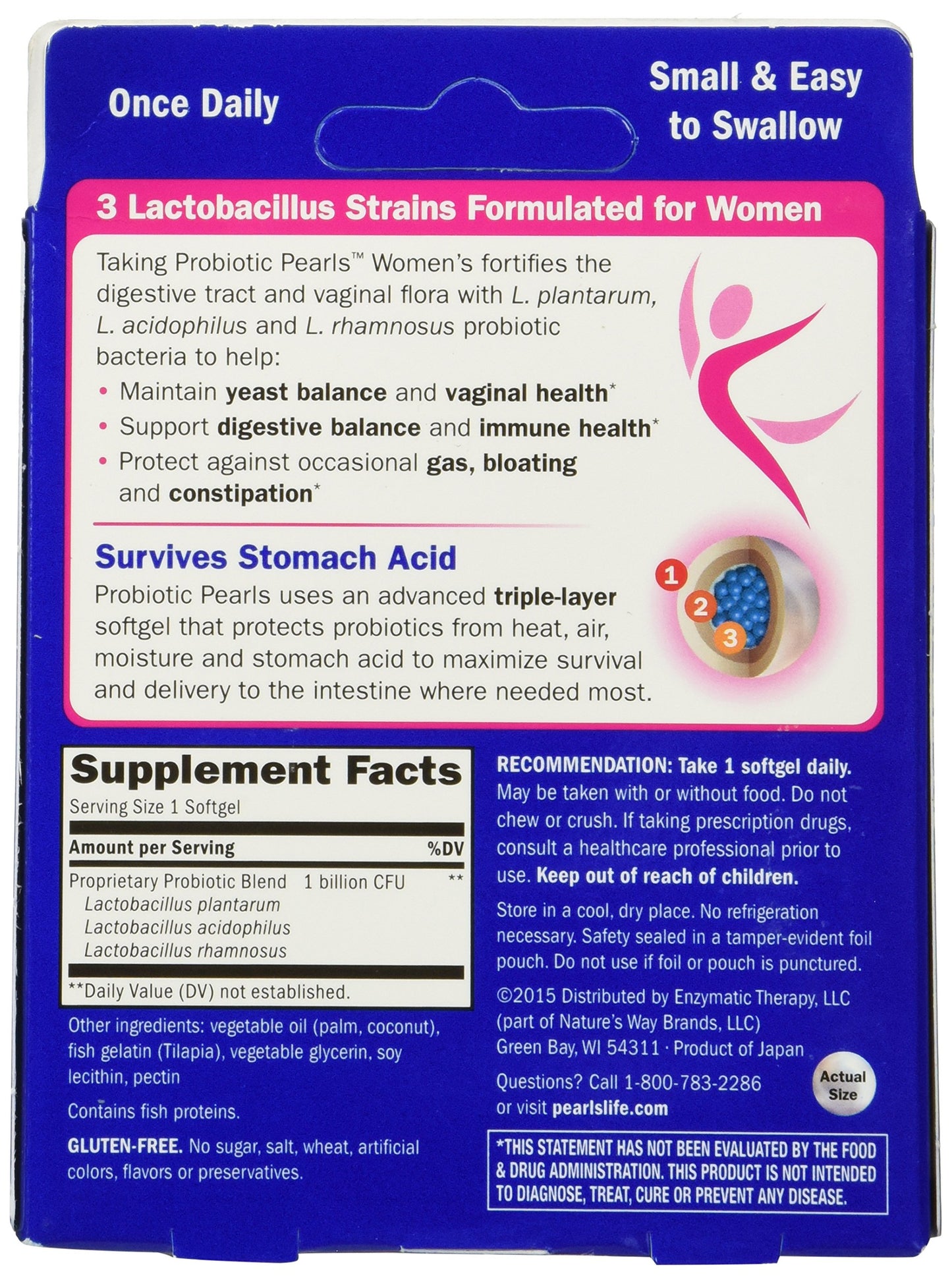 Enzymatic Therapy Probiotic Pearls Women's, 30 Capsules