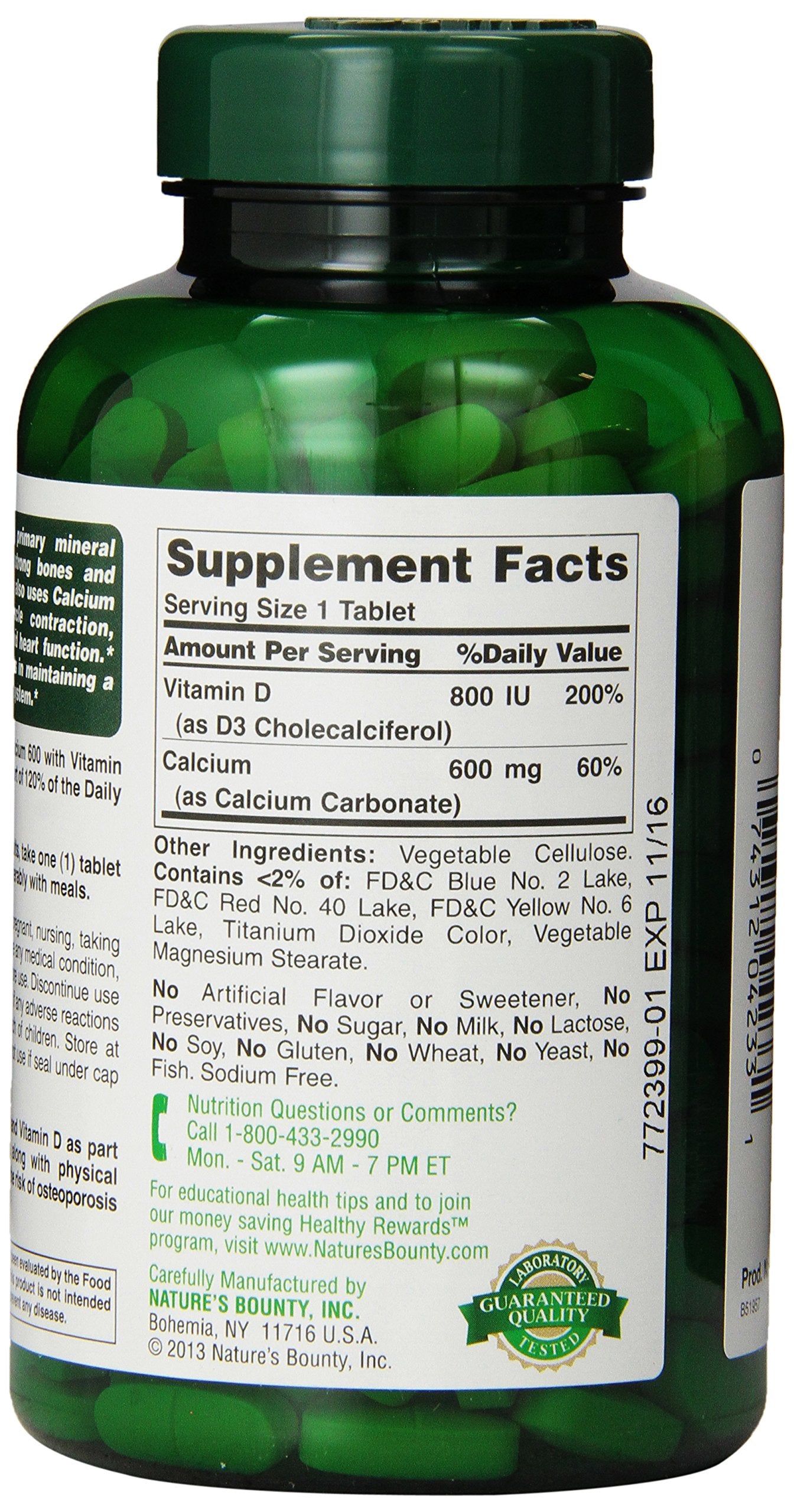 Nature's Bounty High Potency Calcium 600 + D, 500 Tablets