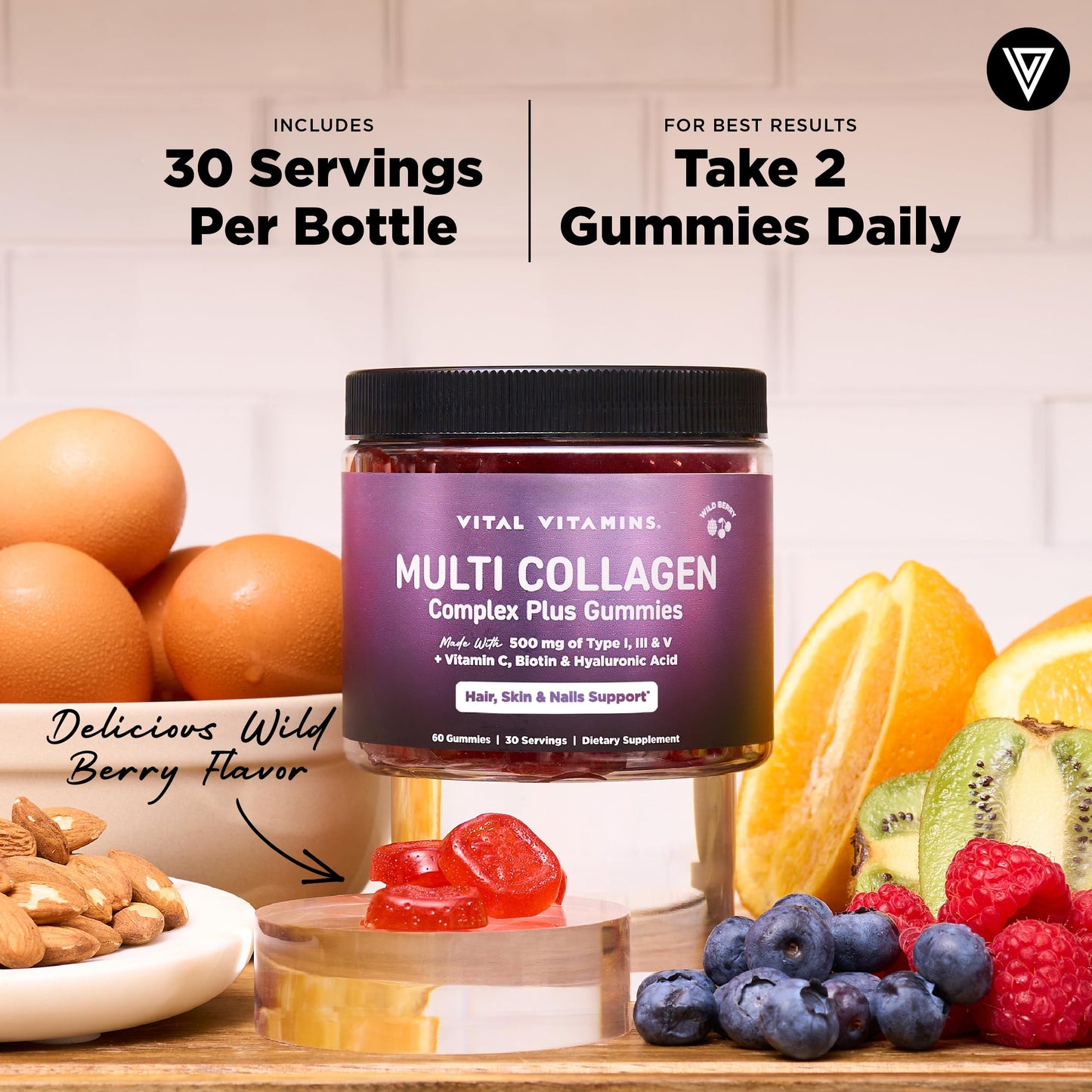 Vital Vitamins Multi Collagen Complex Plus Gummies 60 Count