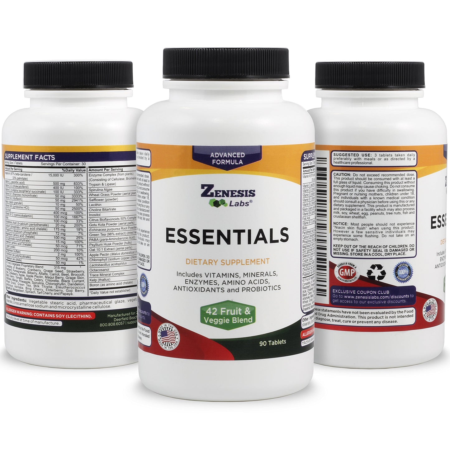 Zenesis Labs Essentials Multi-Vitamin Tablets, 90
