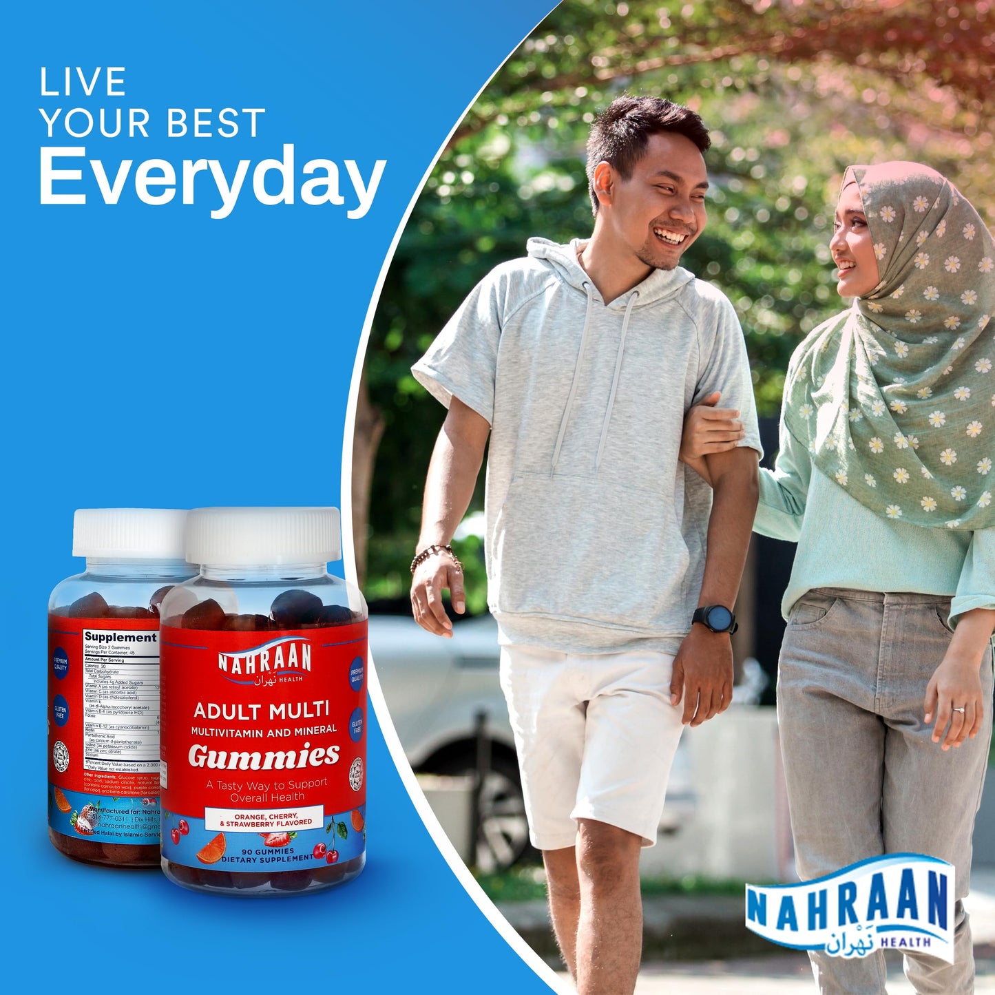 NAHRAAN HEALTH Halal Multivitamins for Women & Men Gummies, 90 Count
