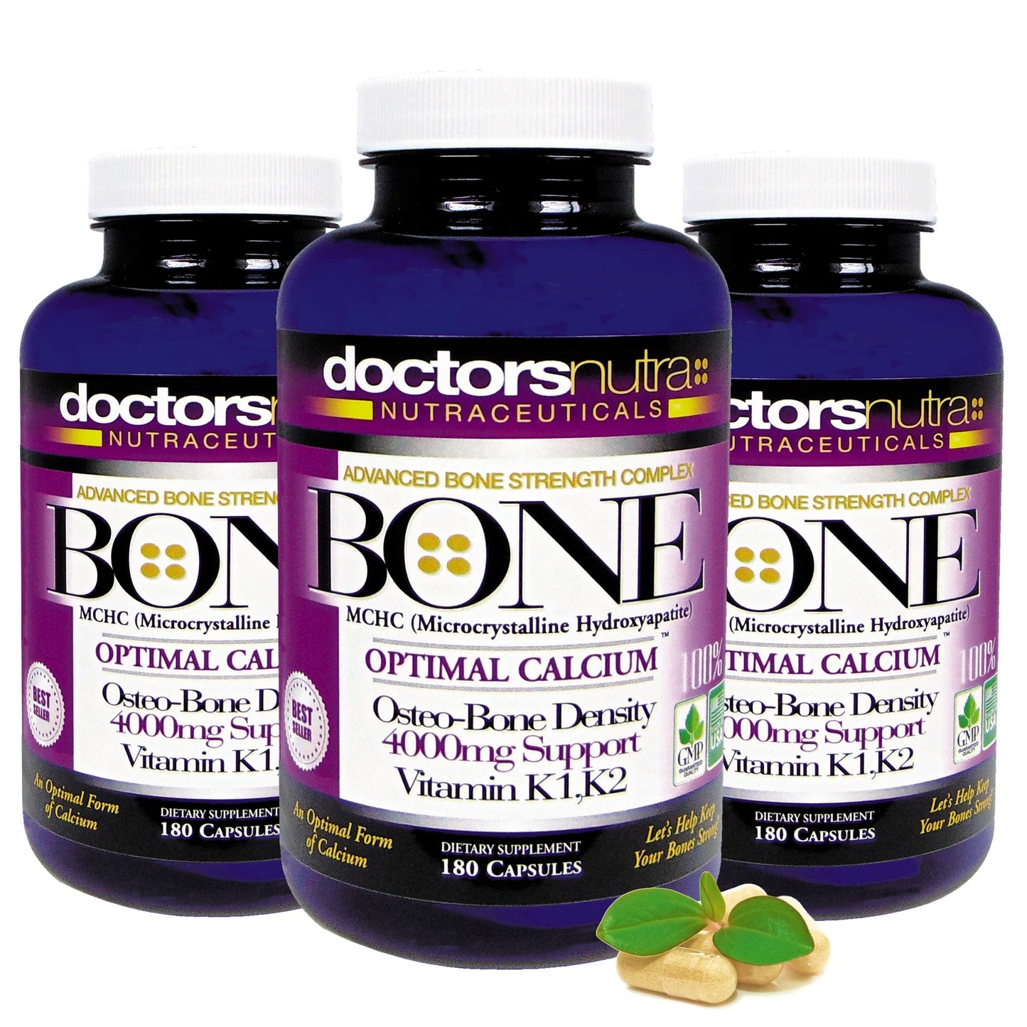 Doctors Nutra Nutraceuticals Calcium 1000 mg with 4000 mg MCHC Capsules, 180 Count