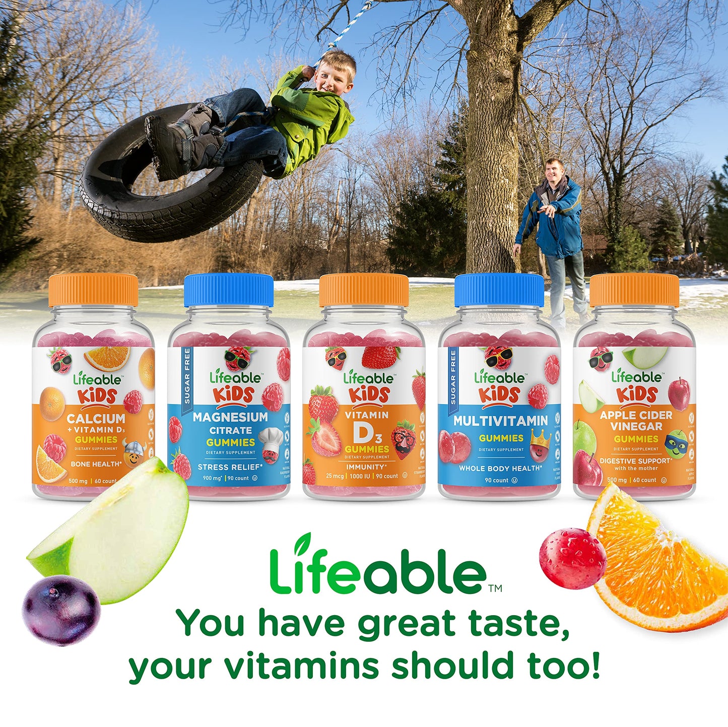 Lifeable Calcium Magnesium & Zinc Kids + Multivitamin Gummies