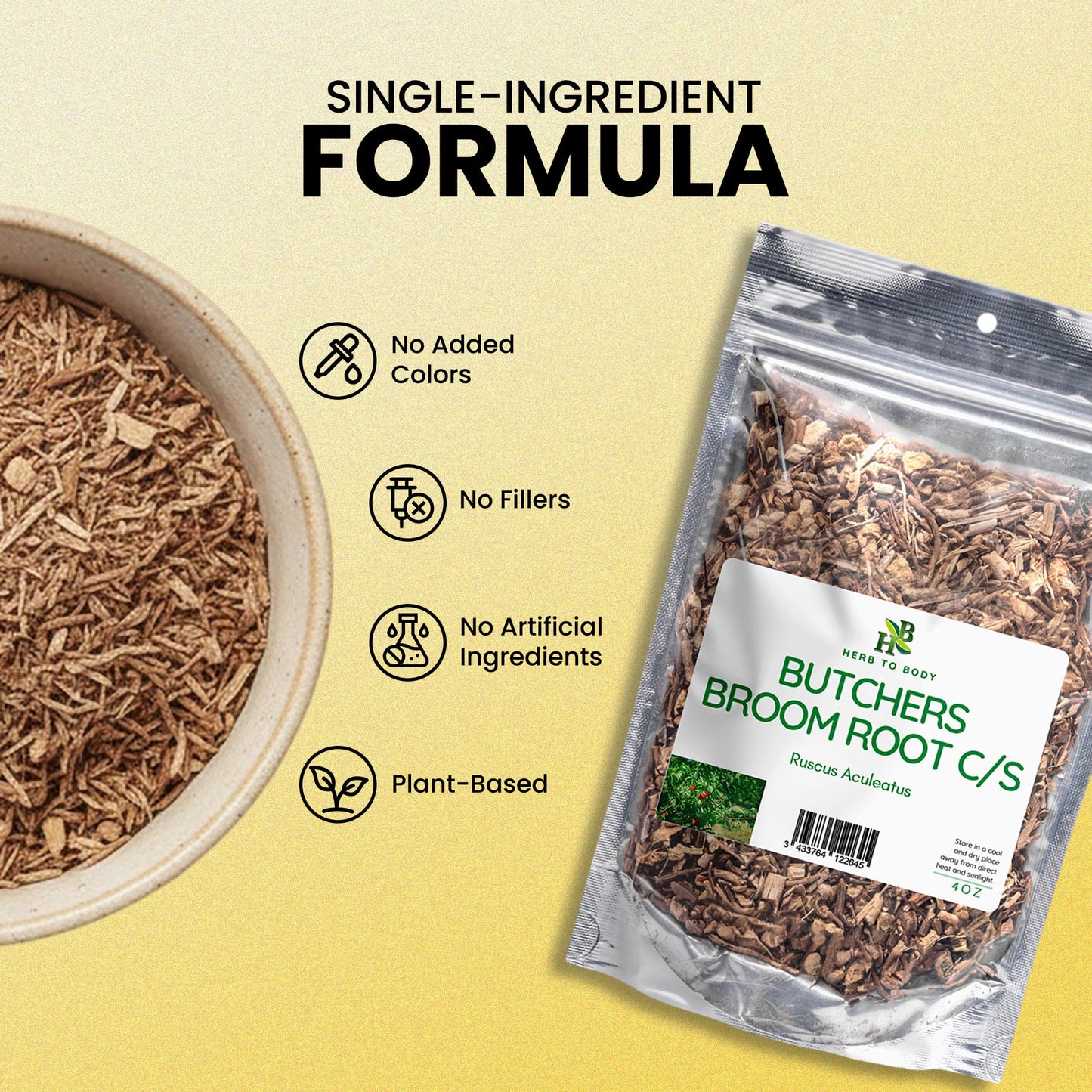 Herb To Body Butchers Broom Root C/S Powder 4 oz