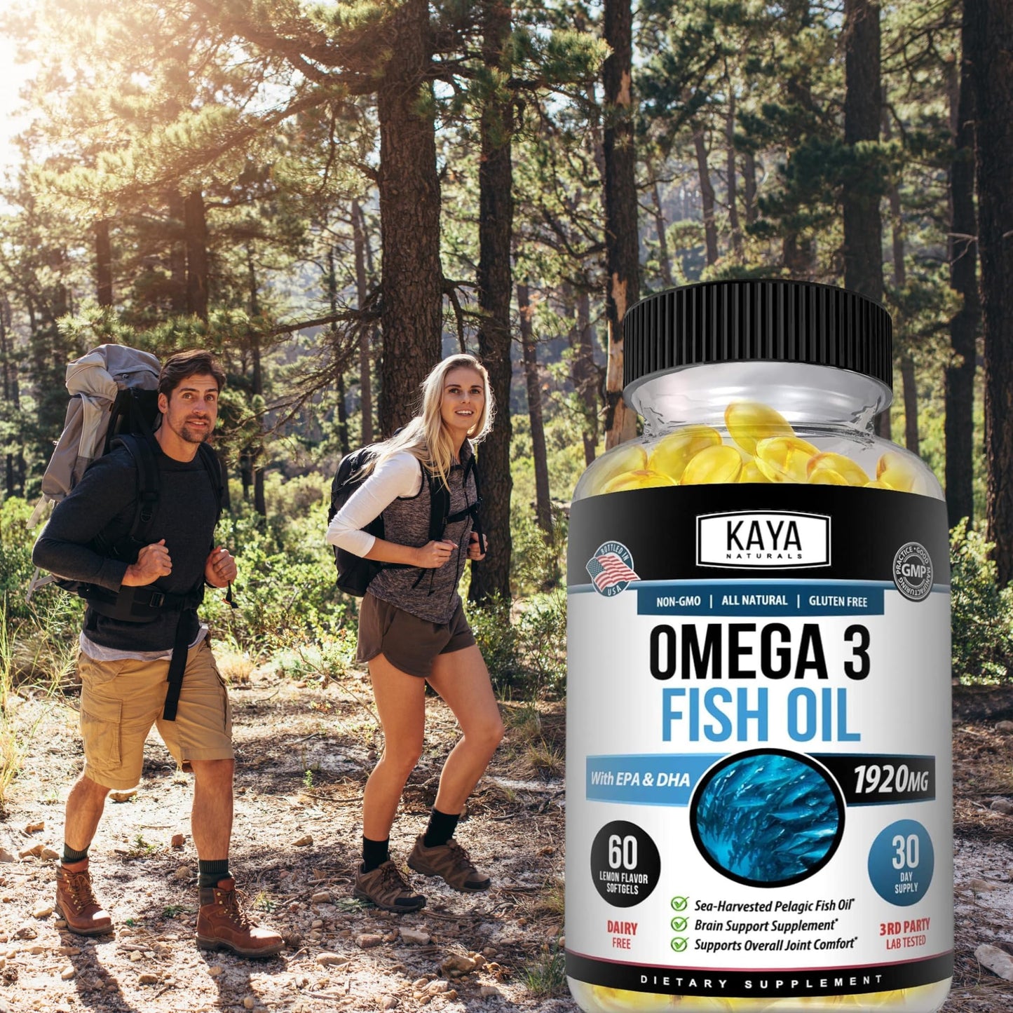 Kaya Naturals Omega 3 Supplement Softgels 60 Count