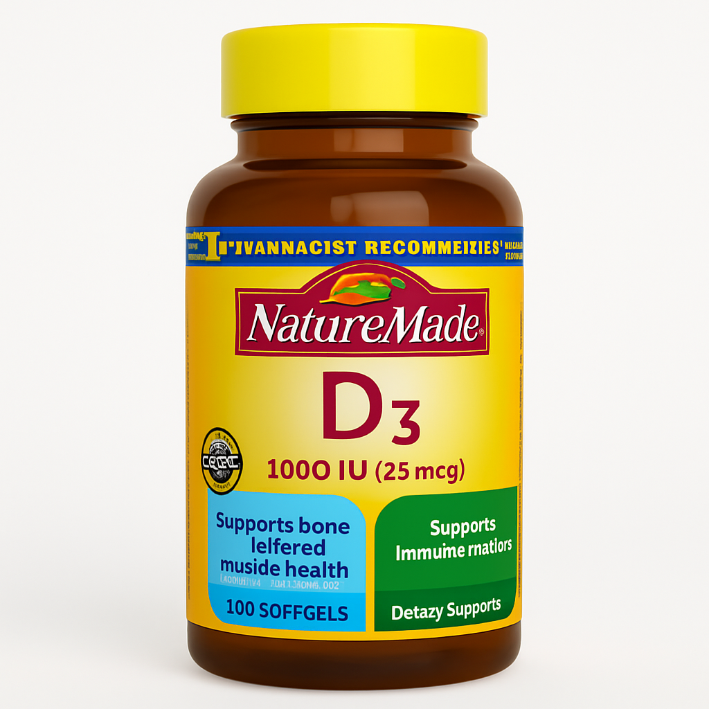 Nature Made Vitamin D3 1000 IU Softgels, 100 Count