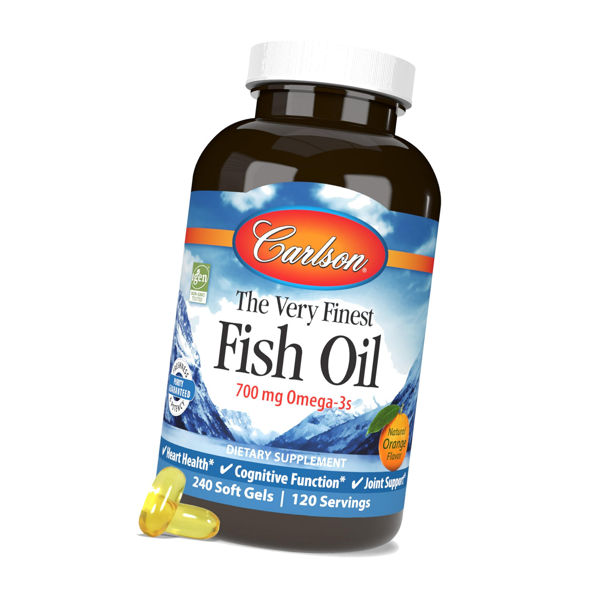 Carlson The Very Finest Fish Oil, 700 mg, Omega-3s, Orange, 240 Softgels