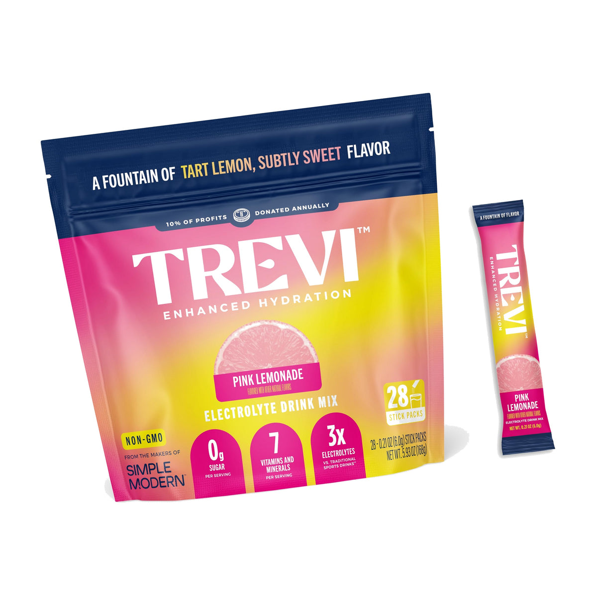Trevi Electrolytes Powder Packets, Sugar Free Hydration, Pink Lemonade