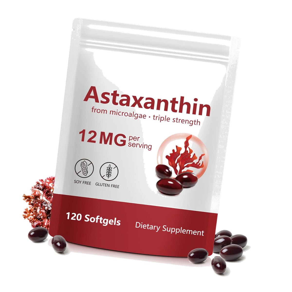 Tiuedu Astaxanthin 12mg, 120 Softgels, 4 Month Supply, Astaxanthin Antioxidant Supplements, Supports Eye, Joint, Internal Circulation, Skin Health