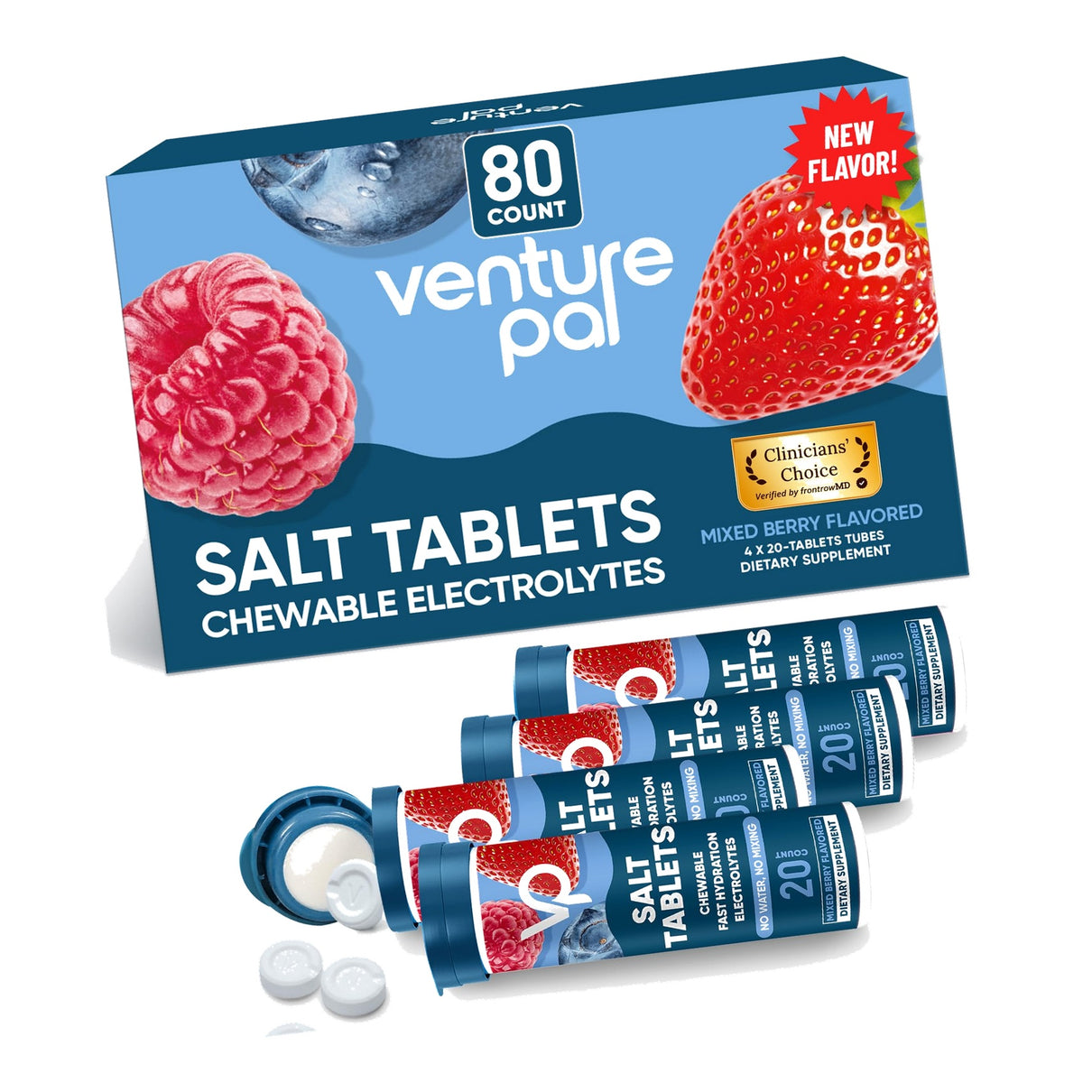 Venture Pal Chewable Electrolyte Tablets, 80 Counts, Fast Dissolve