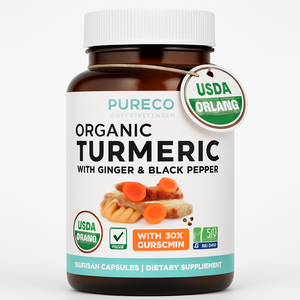 Pure Co Organic Turmeric Ginger Black Pepper Capsules, 60 Count