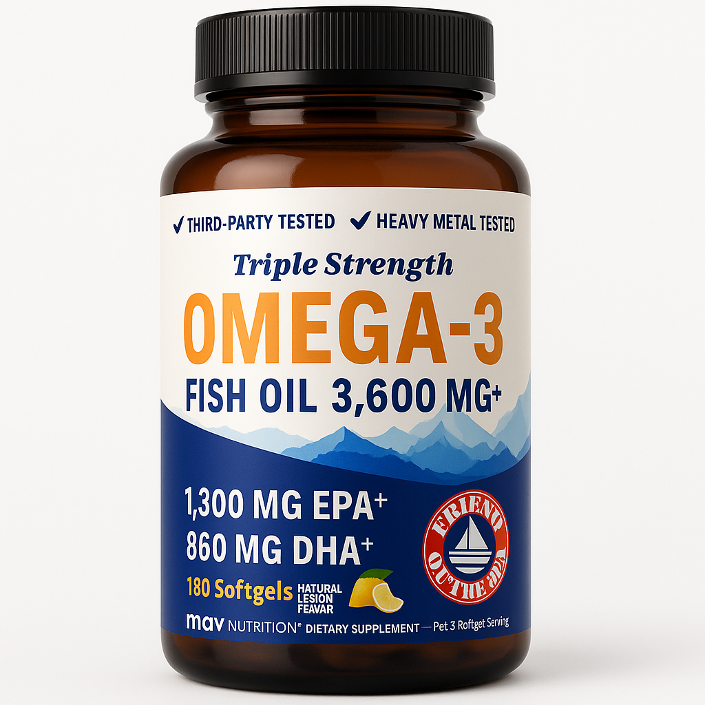 MAV NUTRITION Triple Strength Omega-3 Softgels 180 Count