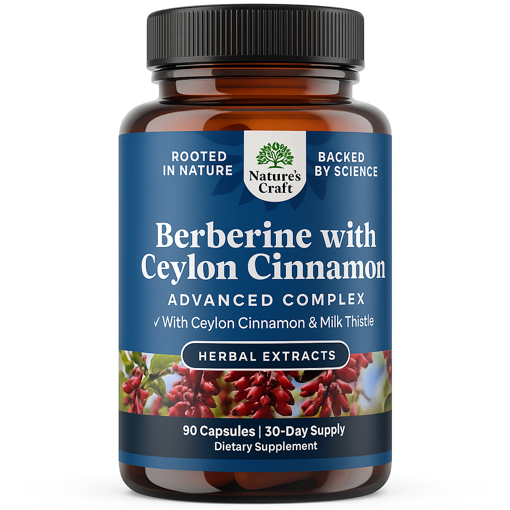 Nature's Craft Berberine 1200mg with Ceylon Cinnamon Capsules 90 Count